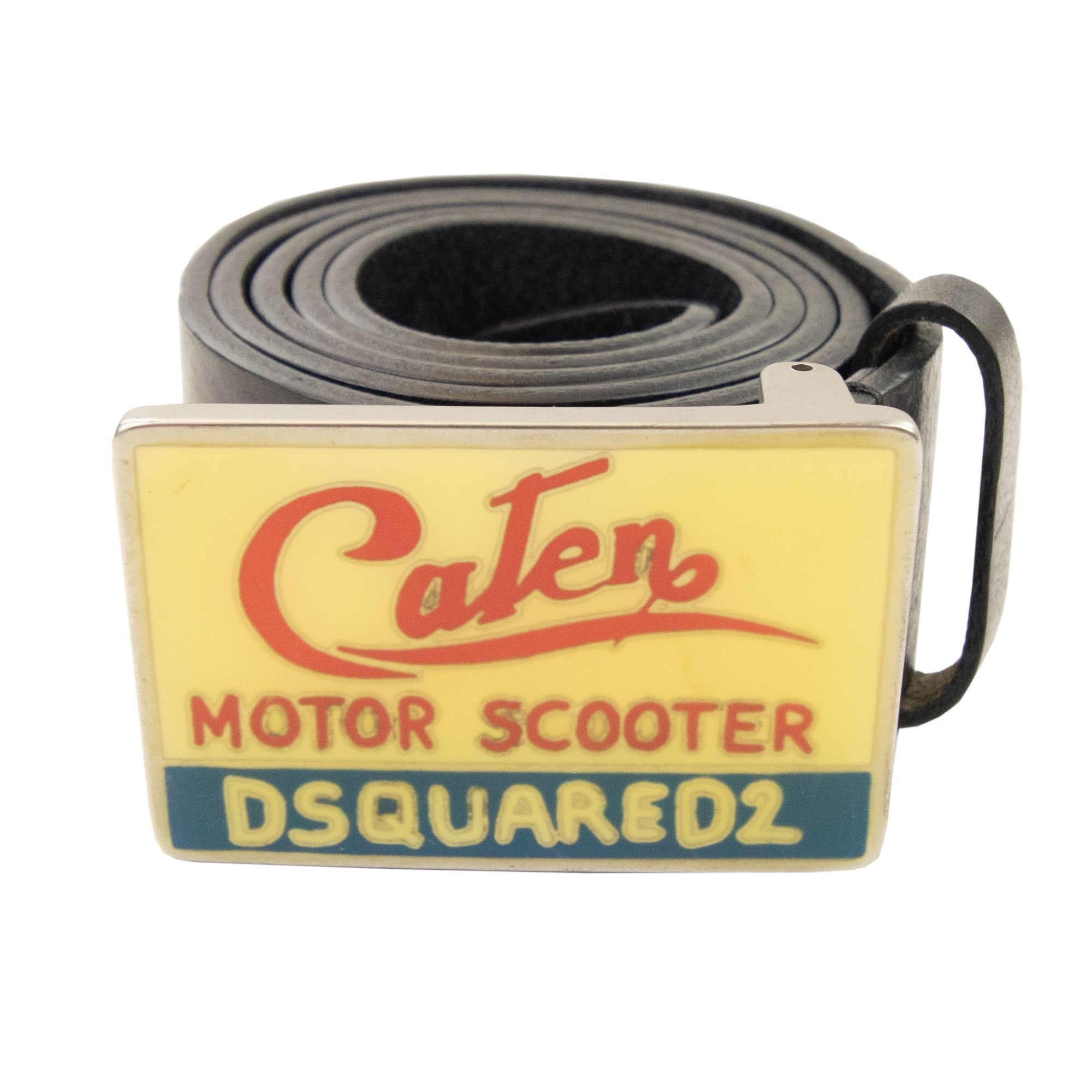 Dsquared2 Rectangular Buckle Motor Scooter Belt Black