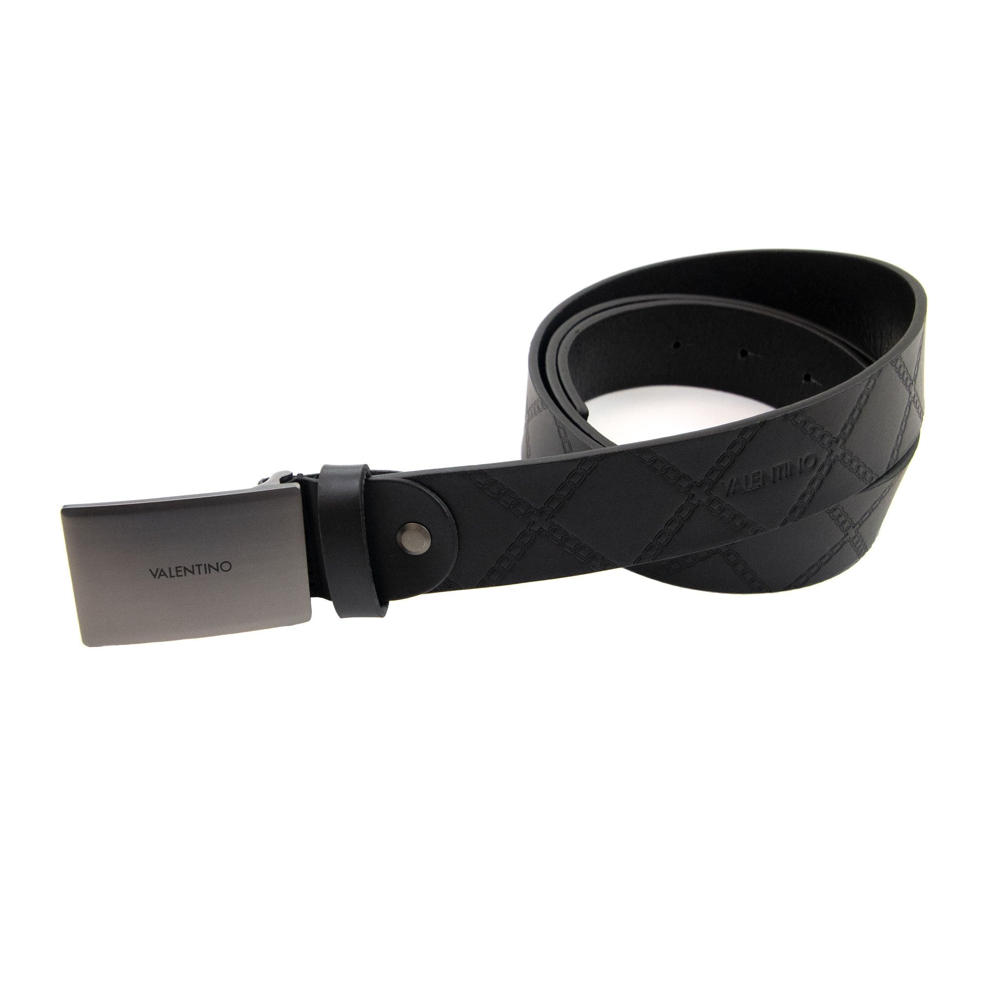 Valentino Gyoza Leather Buckle Belt Nero