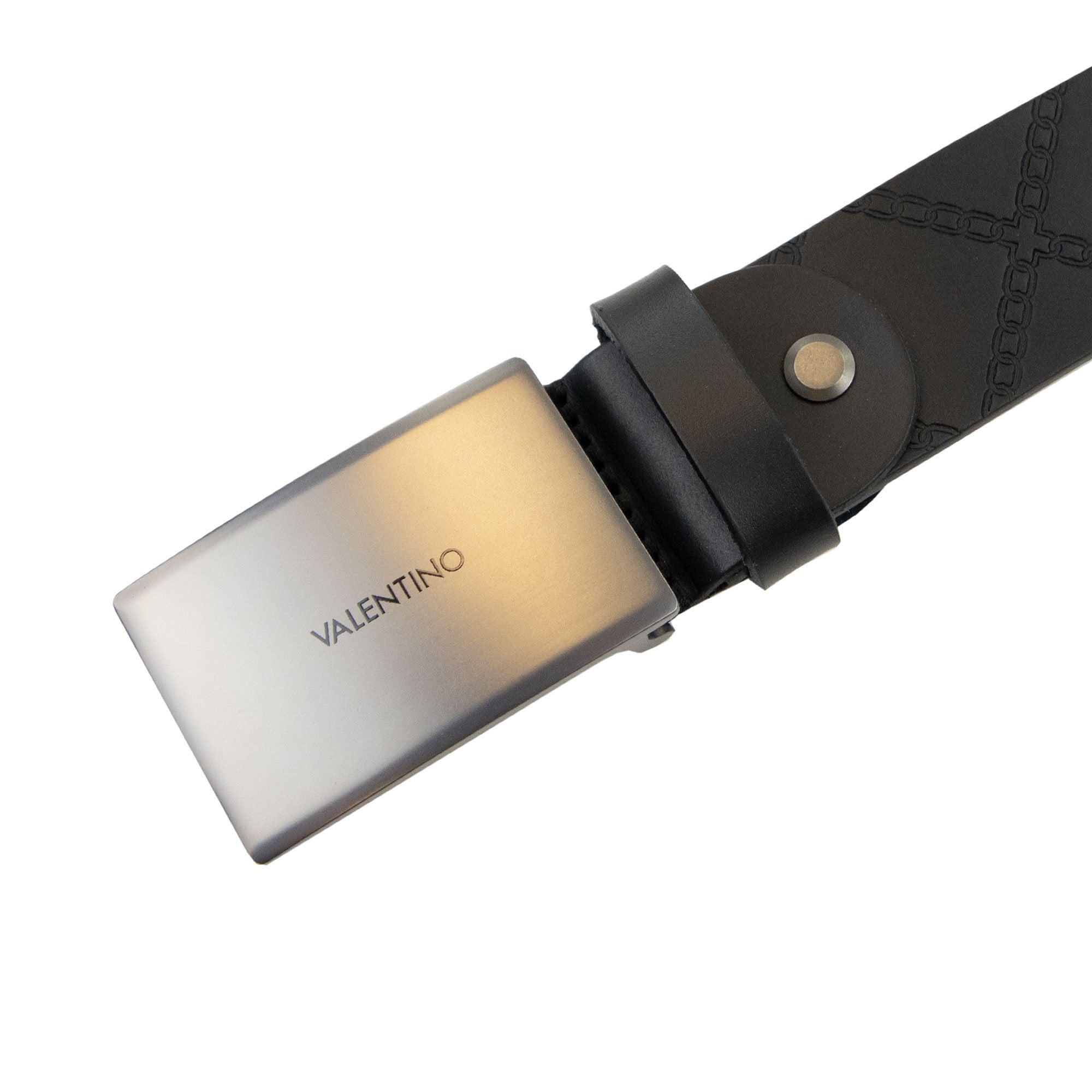 Valentino Gyoza Leather Buckle Belt Nero
