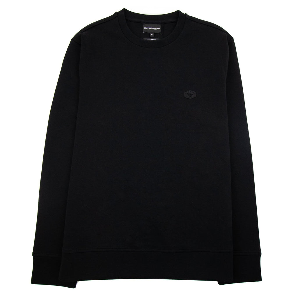 Emporio Armani Double-jersey Sweatshirt With Micro Logo Patch Black