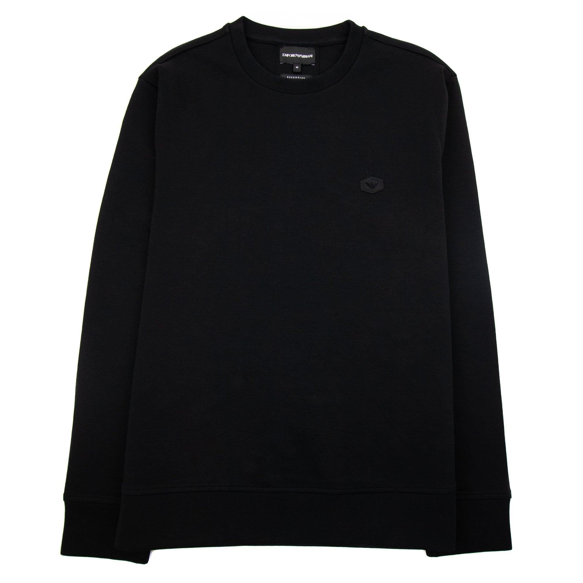 Emporio Armani Double-jersey Sweatshirt With Micro Logo Patch Black
