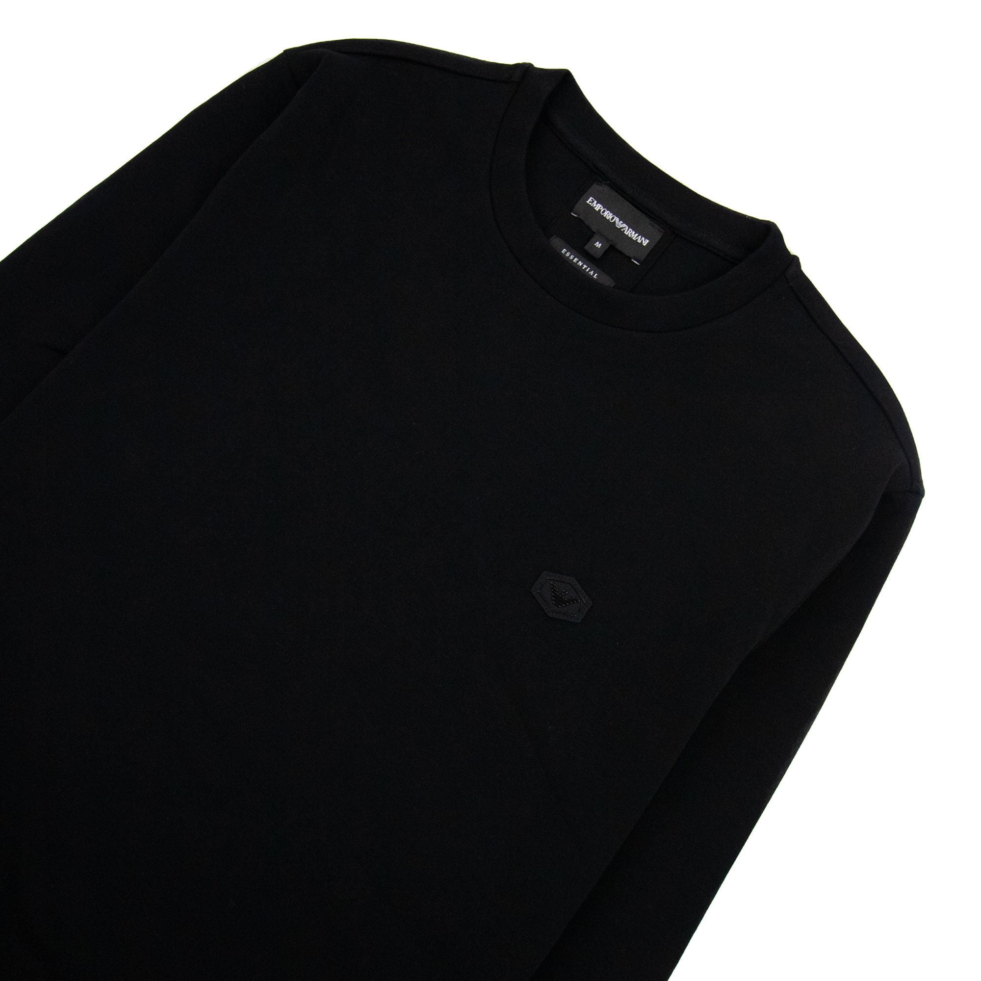 Emporio Armani Double-jersey Sweatshirt With Micro Logo Patch Black