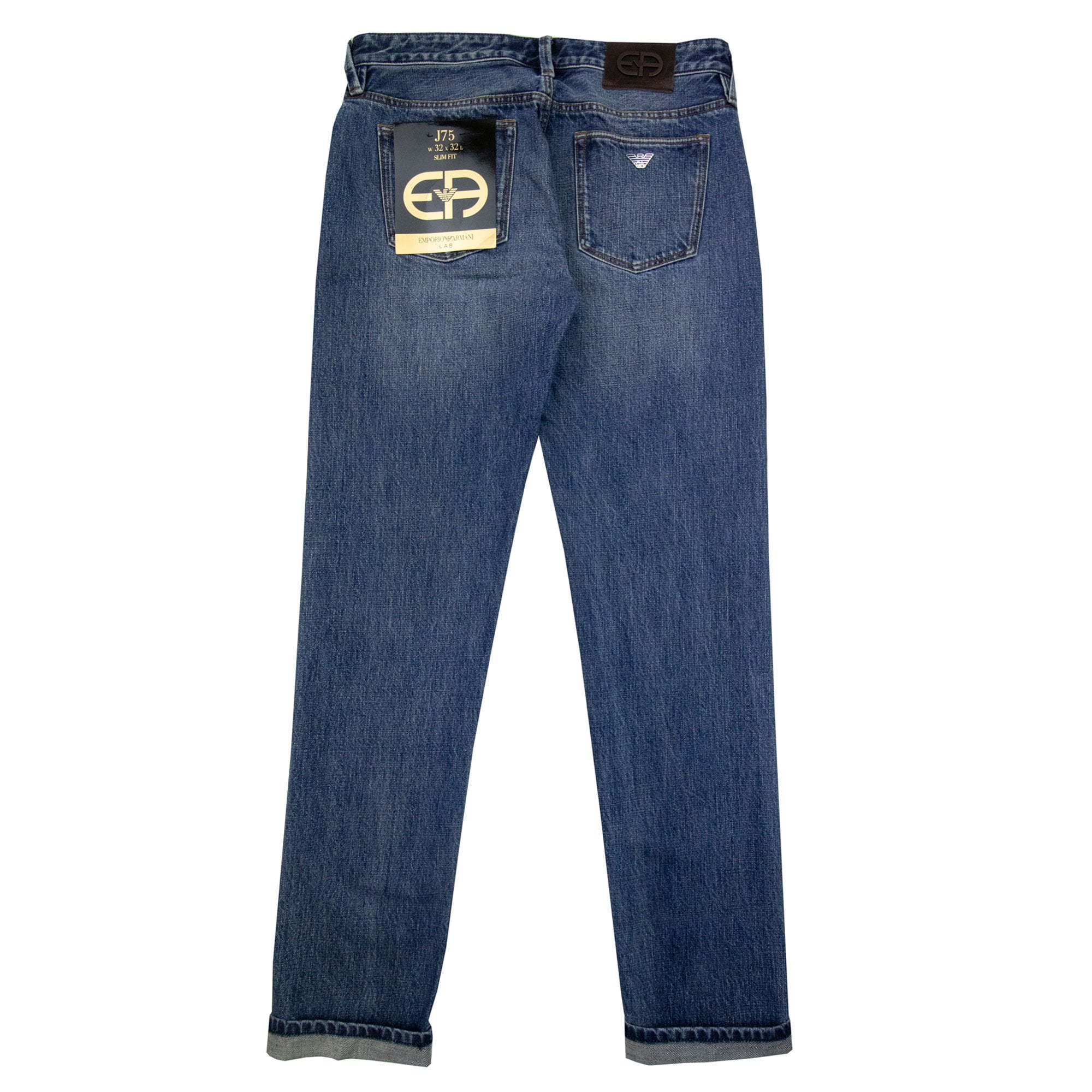 Emporio Armani J75 Slim-fit Worn-wash Selvedge Denim Jeans Denim