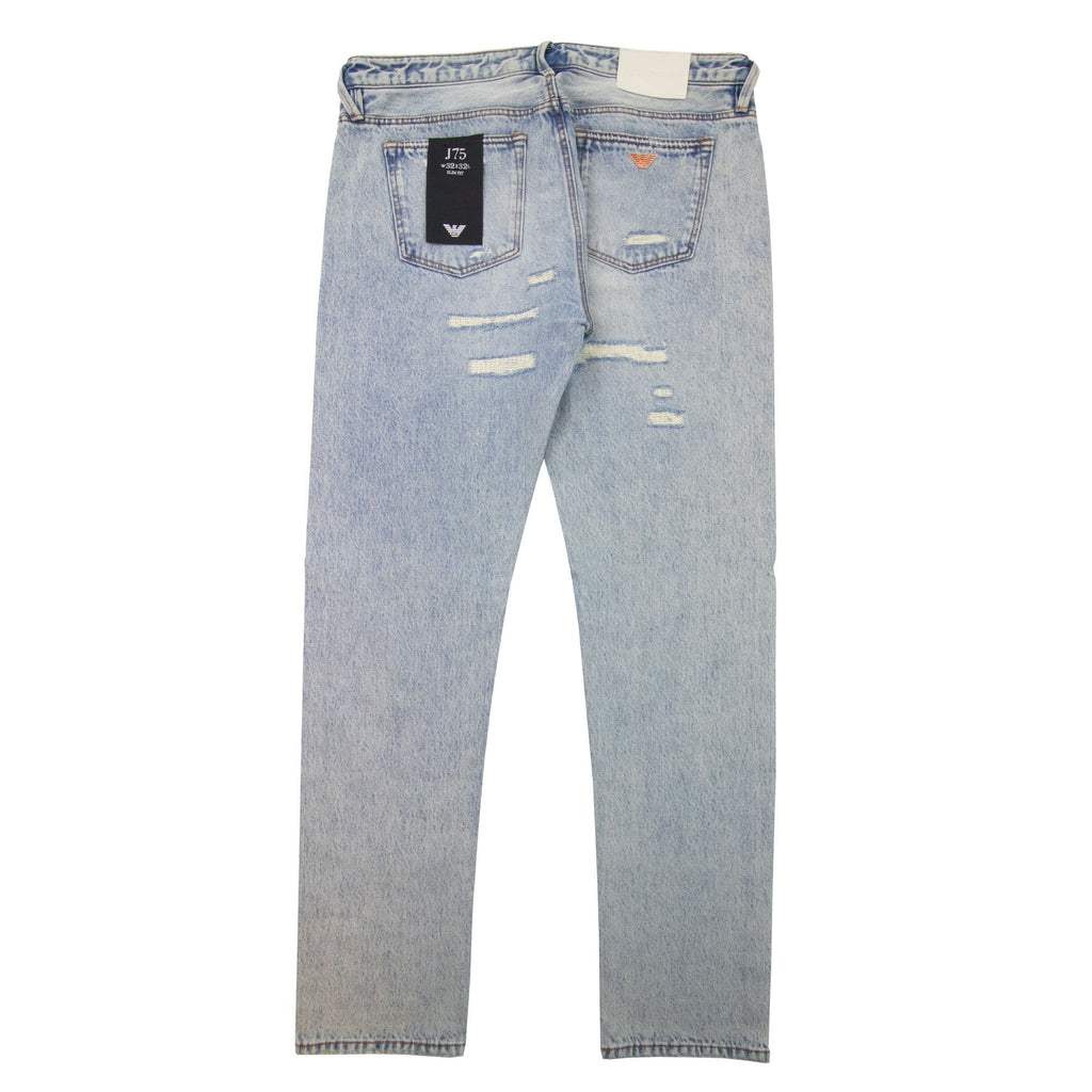 Emporio Armani J75 Slim Fit Washed Ripped Denim Jeans Denim Blue 0943