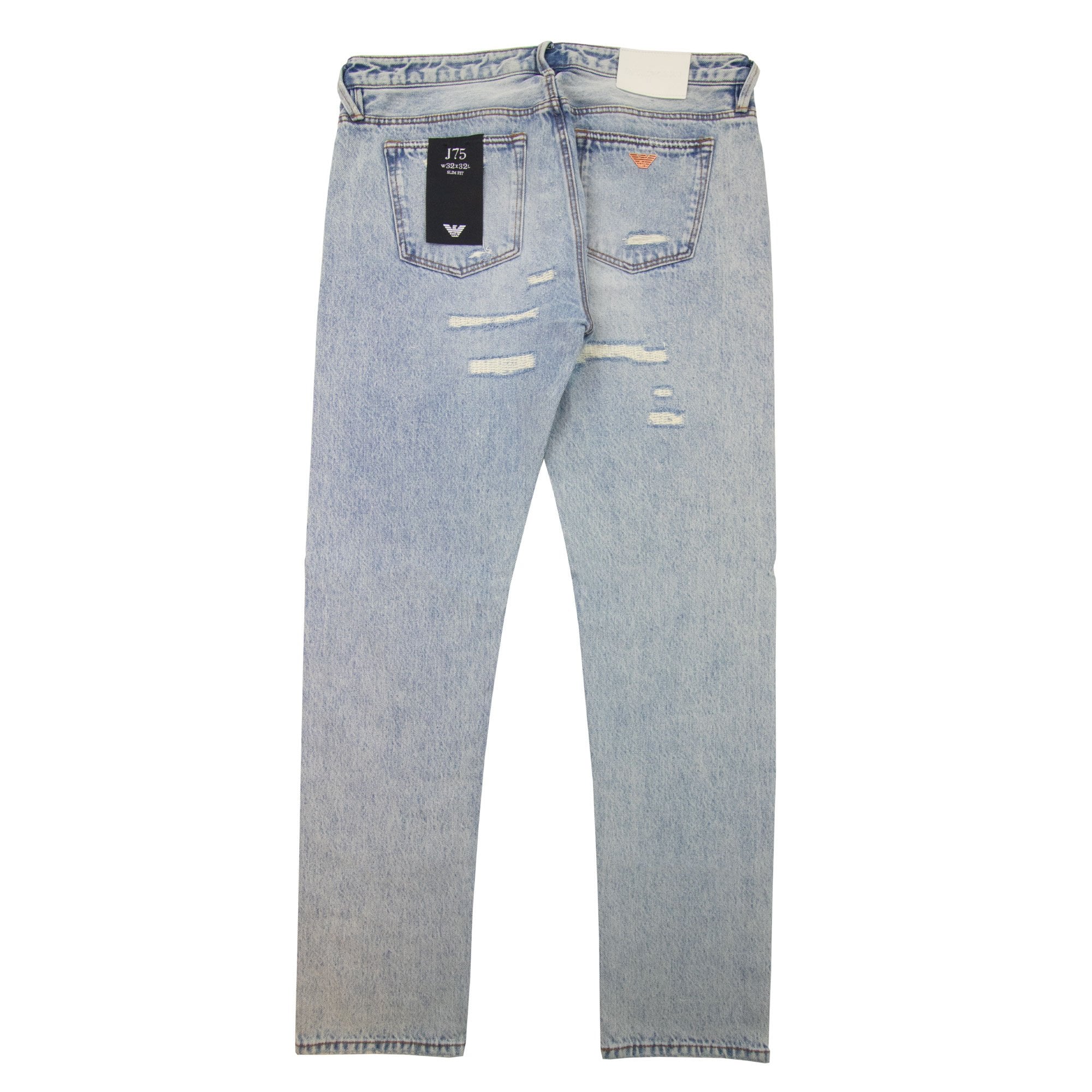 Emporio Armani J75 Slim Fit Washed Ripped Denim Jeans Denim Blue 0943