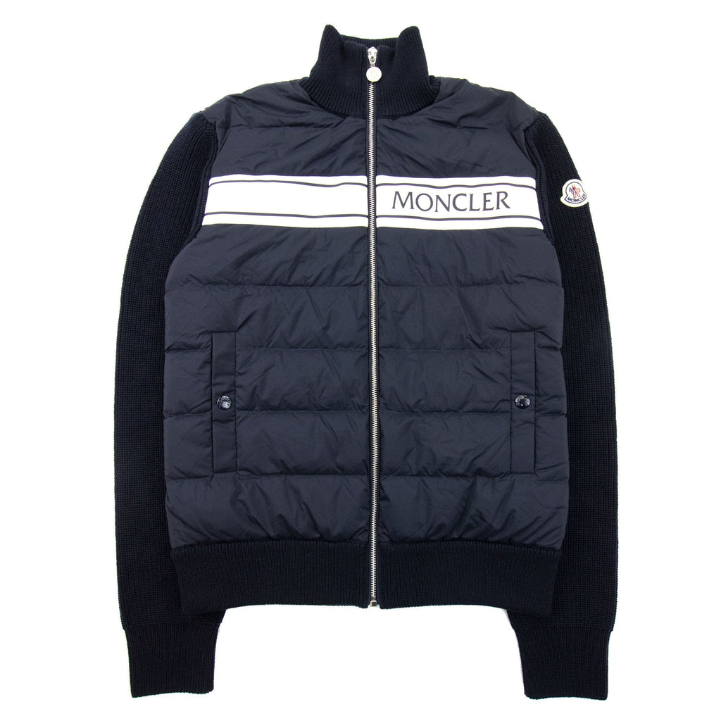 Moncler Logo Knitted Padded Cardigan Navy 769