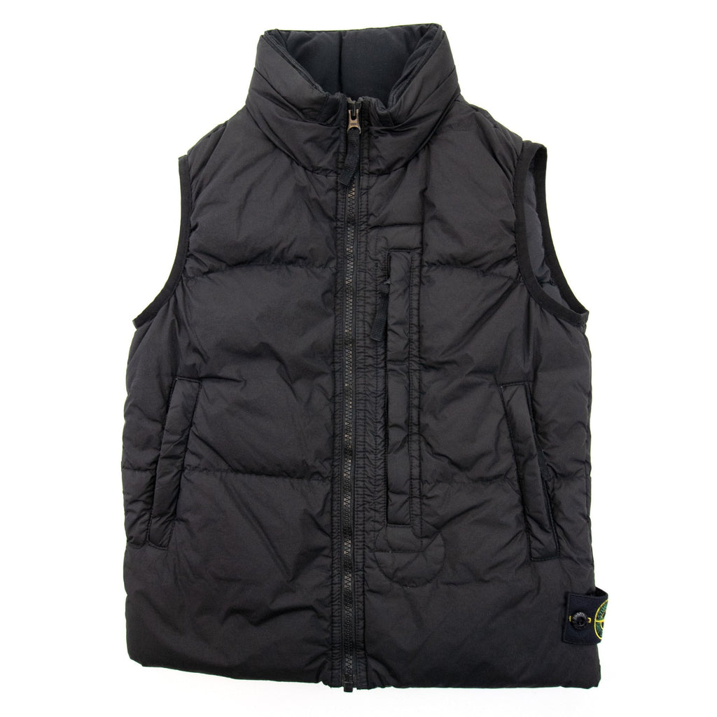 Stone Island Junior Garment Dyed Crinkle Reps Ny Down Gillet Black V0029