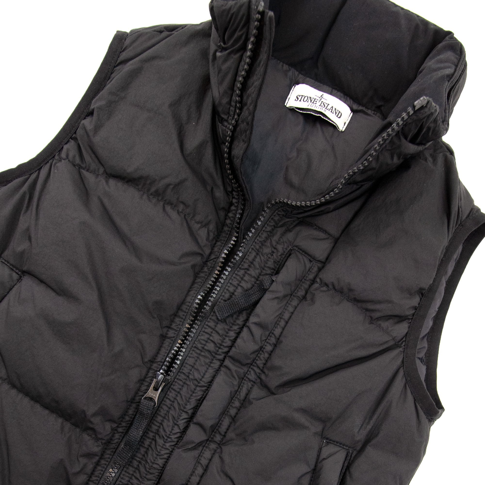 Stone Island Junior Garment Dyed Crinkle Reps Ny Down Gillet Black V0029