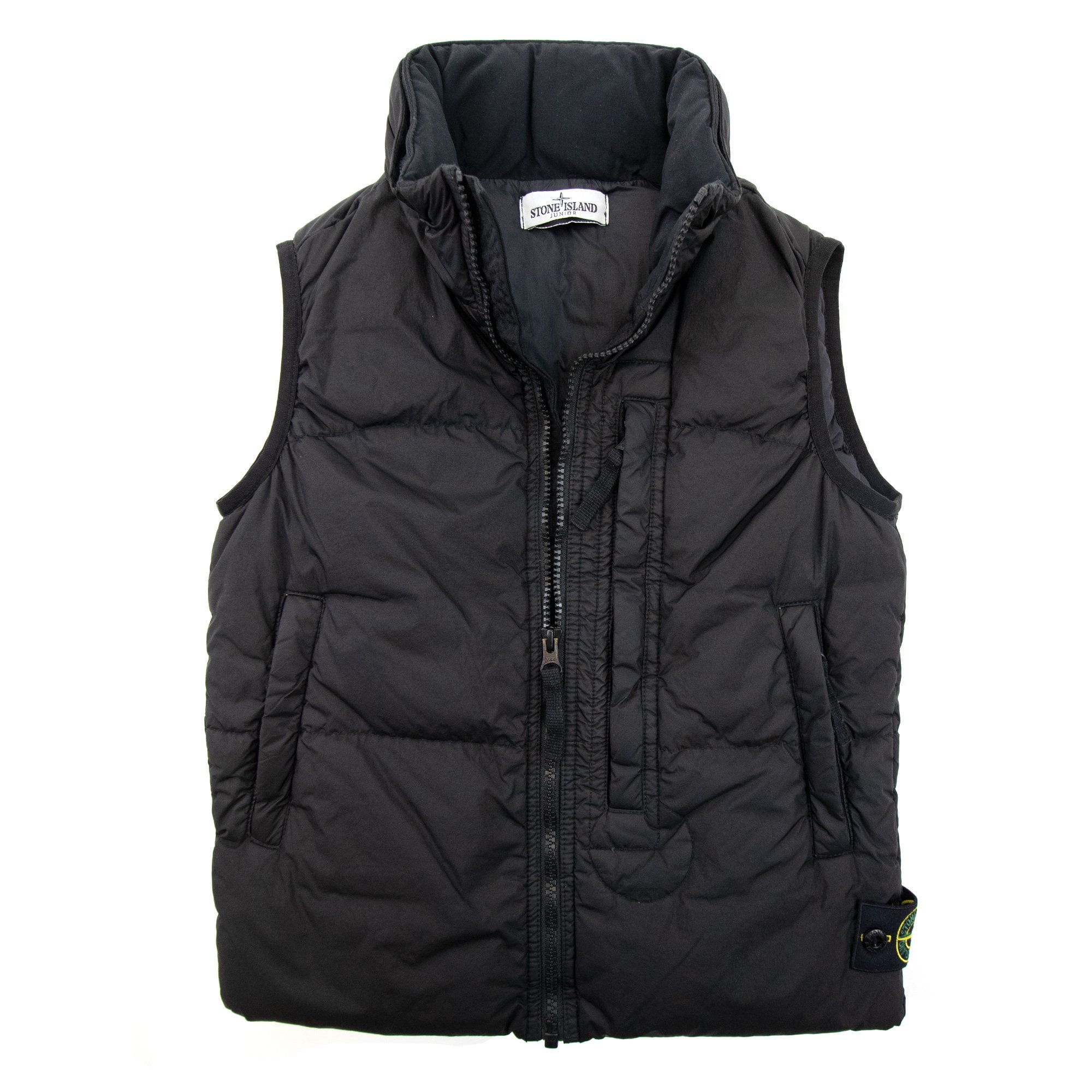 Stone Island Junior Garment Dyed Crinkle Reps Ny Down Gillet Black V0029