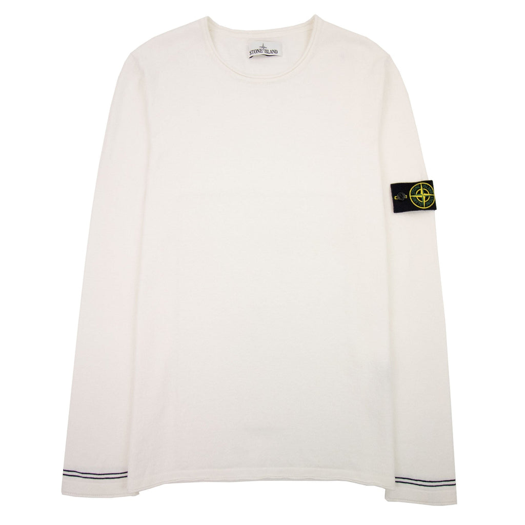 Stone Island Logo Patch Crew Neck Jumper White