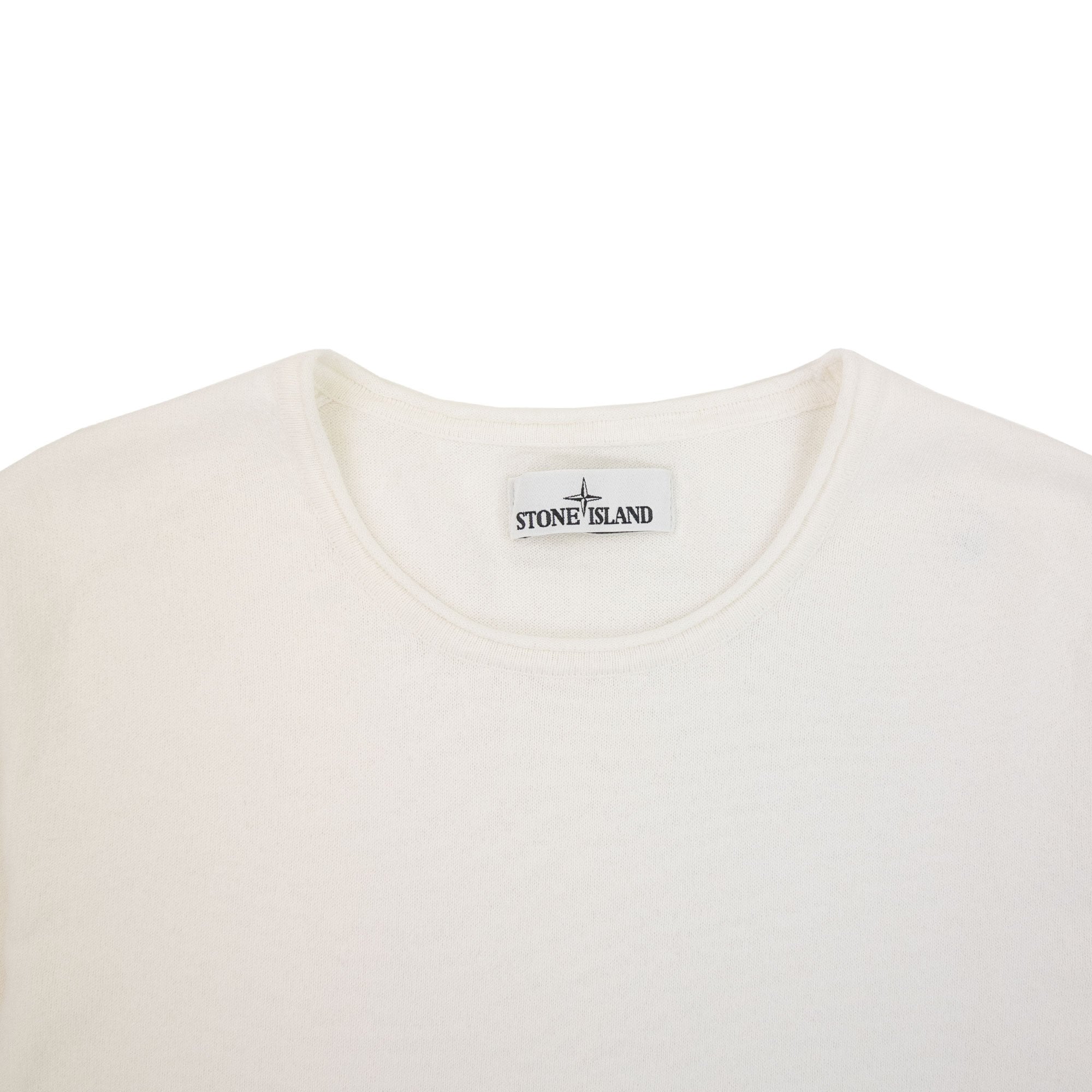 Stone Island Logo Patch Crew Neck Jumper White