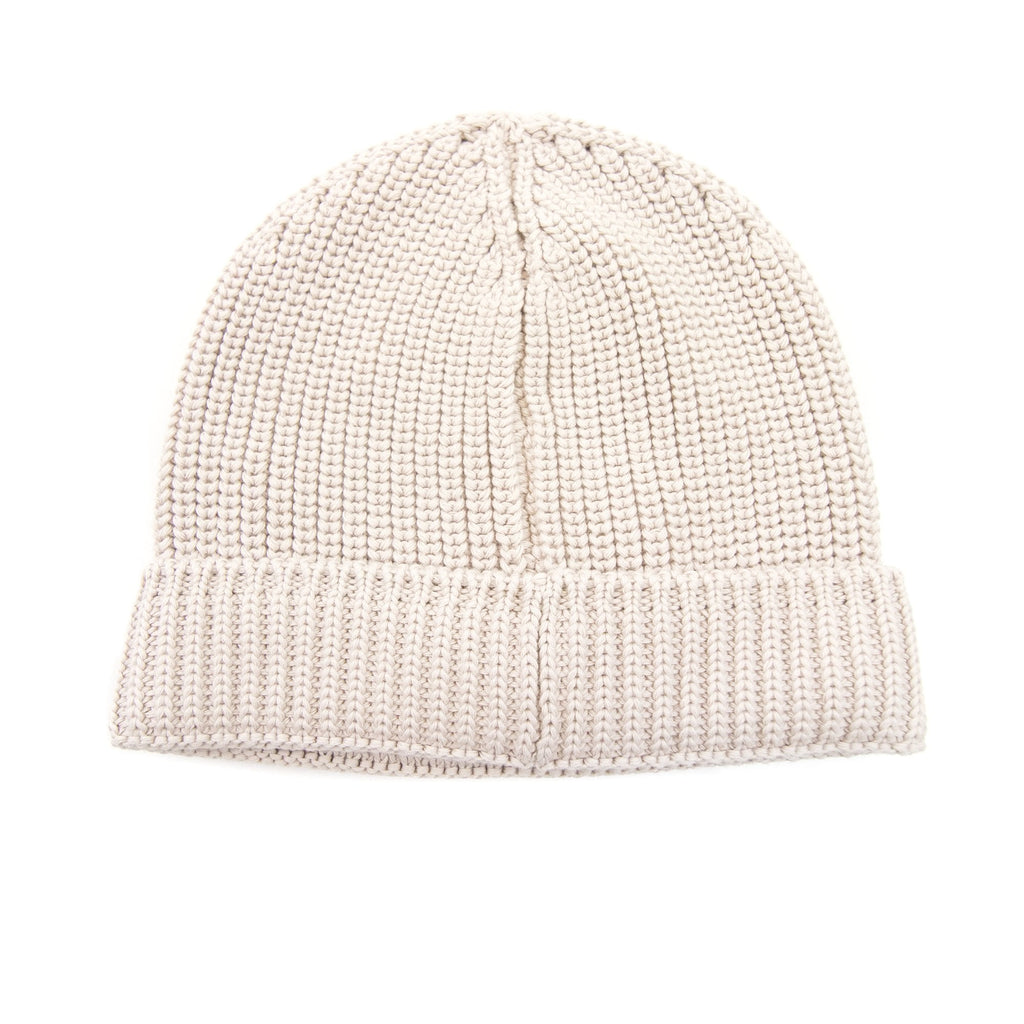 Moncler Junior Logo Cotton Beanie Beige