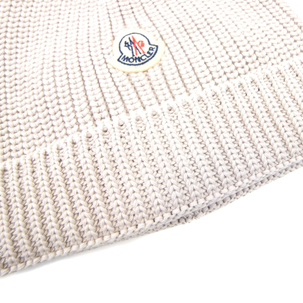 Moncler Junior Logo Cotton Beanie Beige
