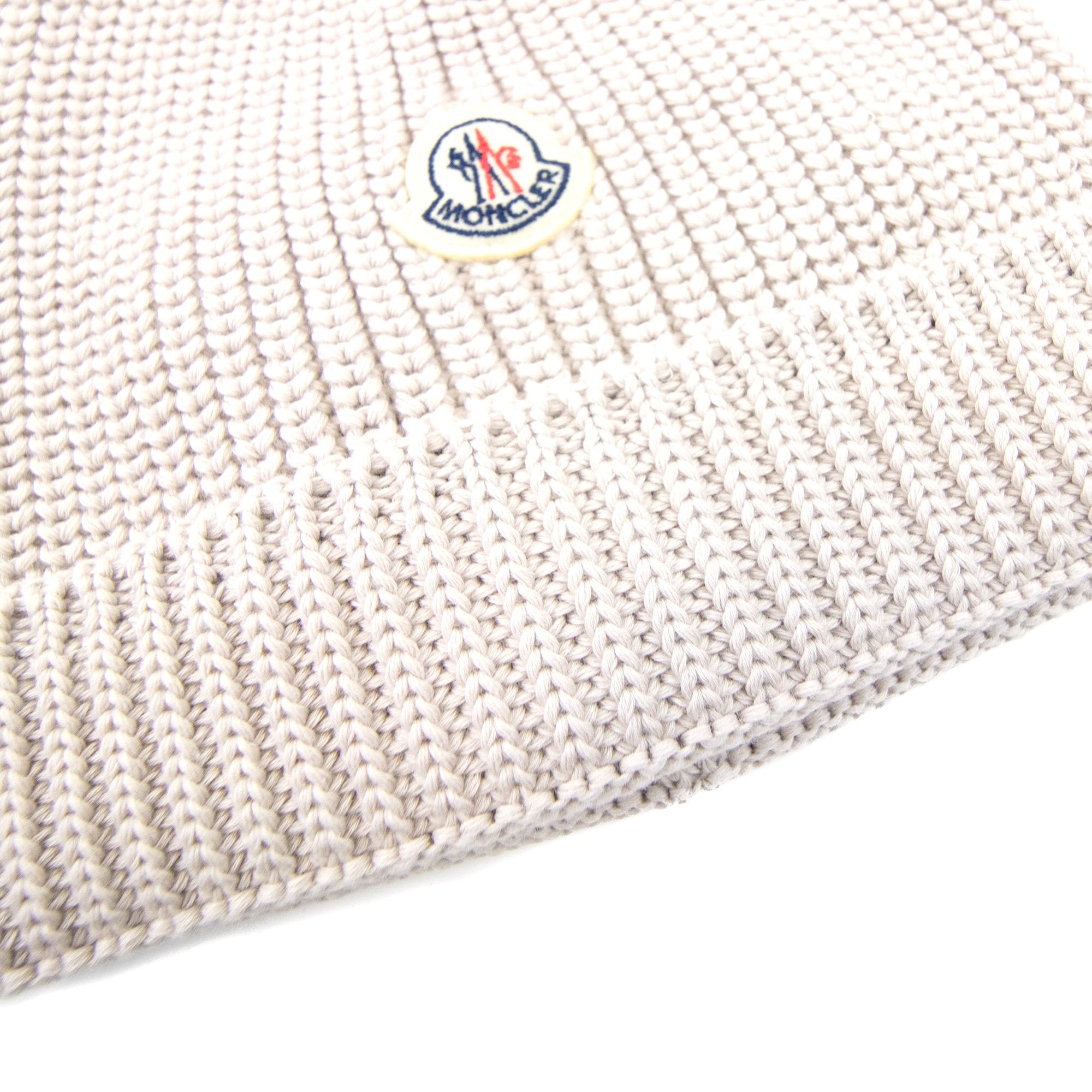 Moncler Junior Logo Cotton Beanie Beige