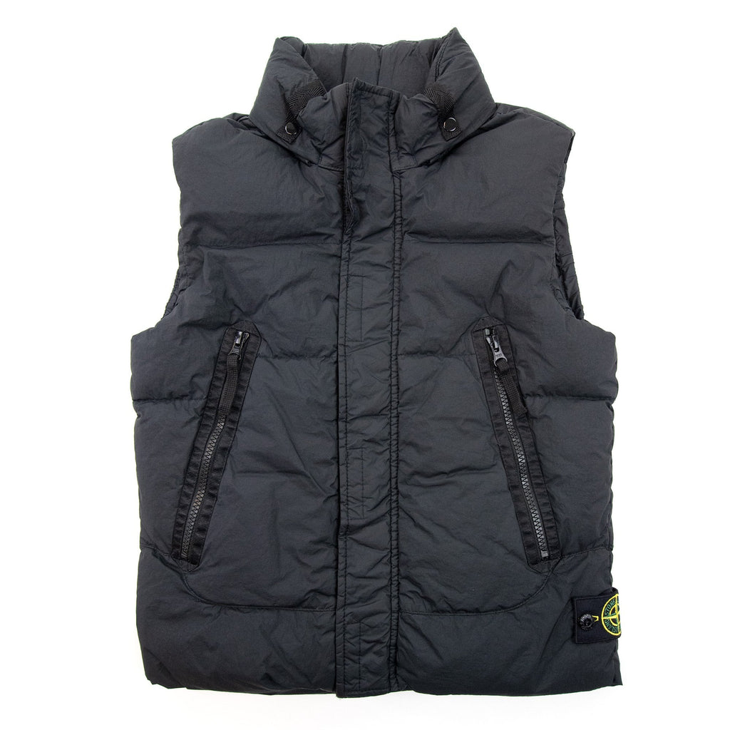 Stone Island Junior Garment Dyed Crinkle Reps Gillet Black V0029