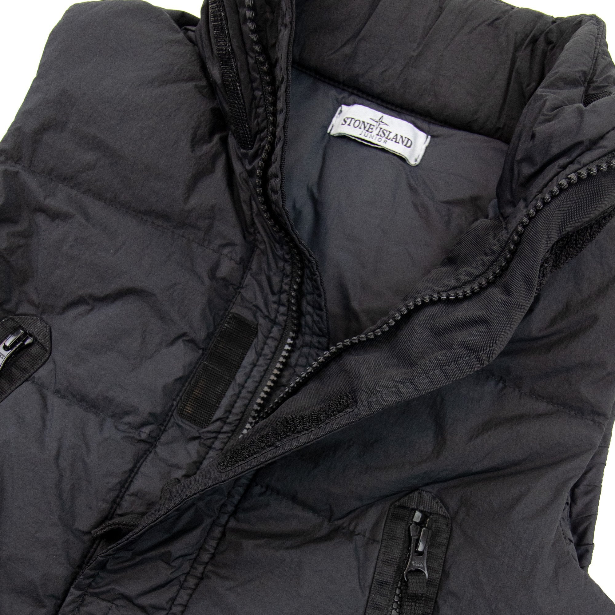 Stone Island Junior Garment Dyed Crinkle Reps Gillet Black V0029