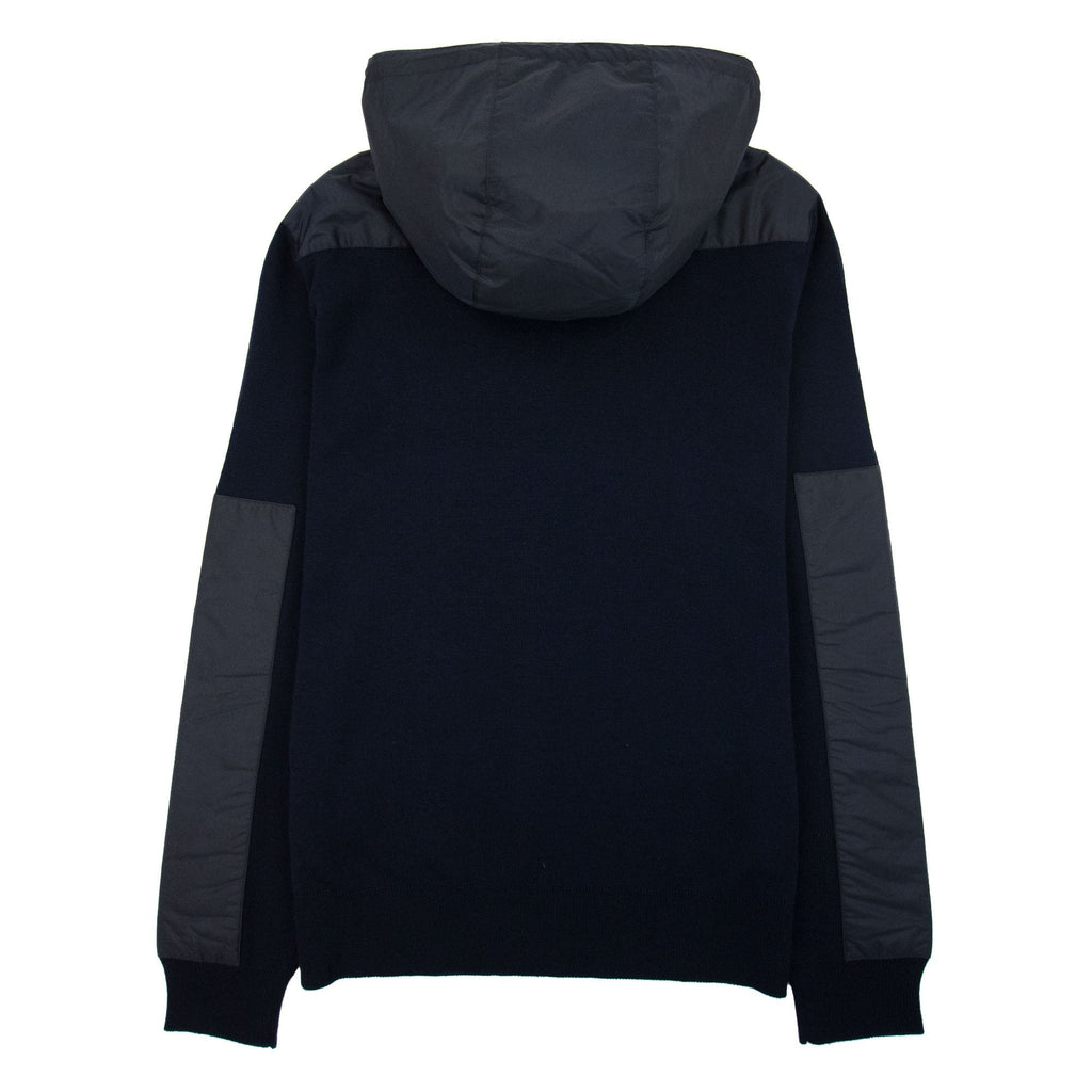 Prada Nylon + Wool Hooded Cardigan Navy