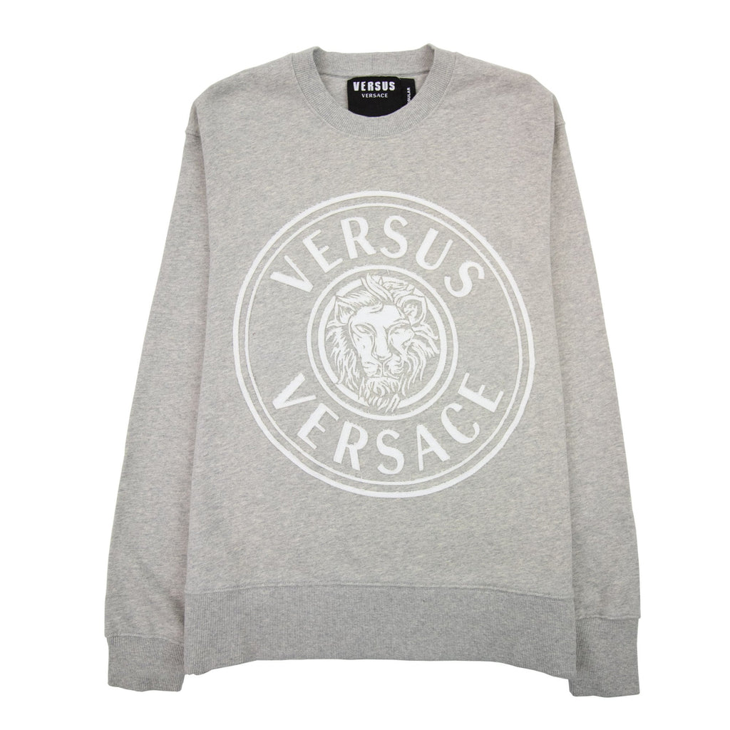 Versace Versus Round Embossed Logo Sweater Light Grey