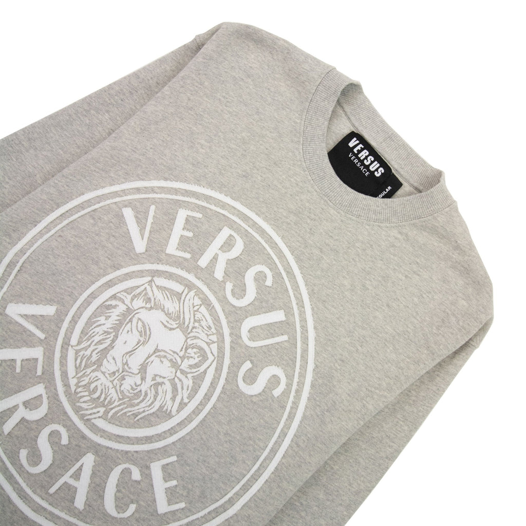 Versace Versus Round Embossed Logo Sweater Light Grey