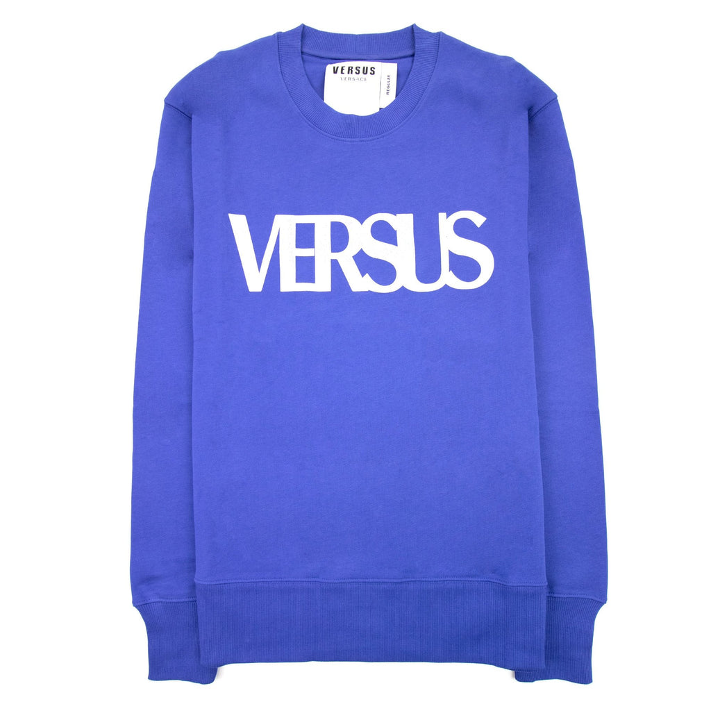 Versace Versus Logo Printed Crew Neck Sweatshirt Royal Blue
