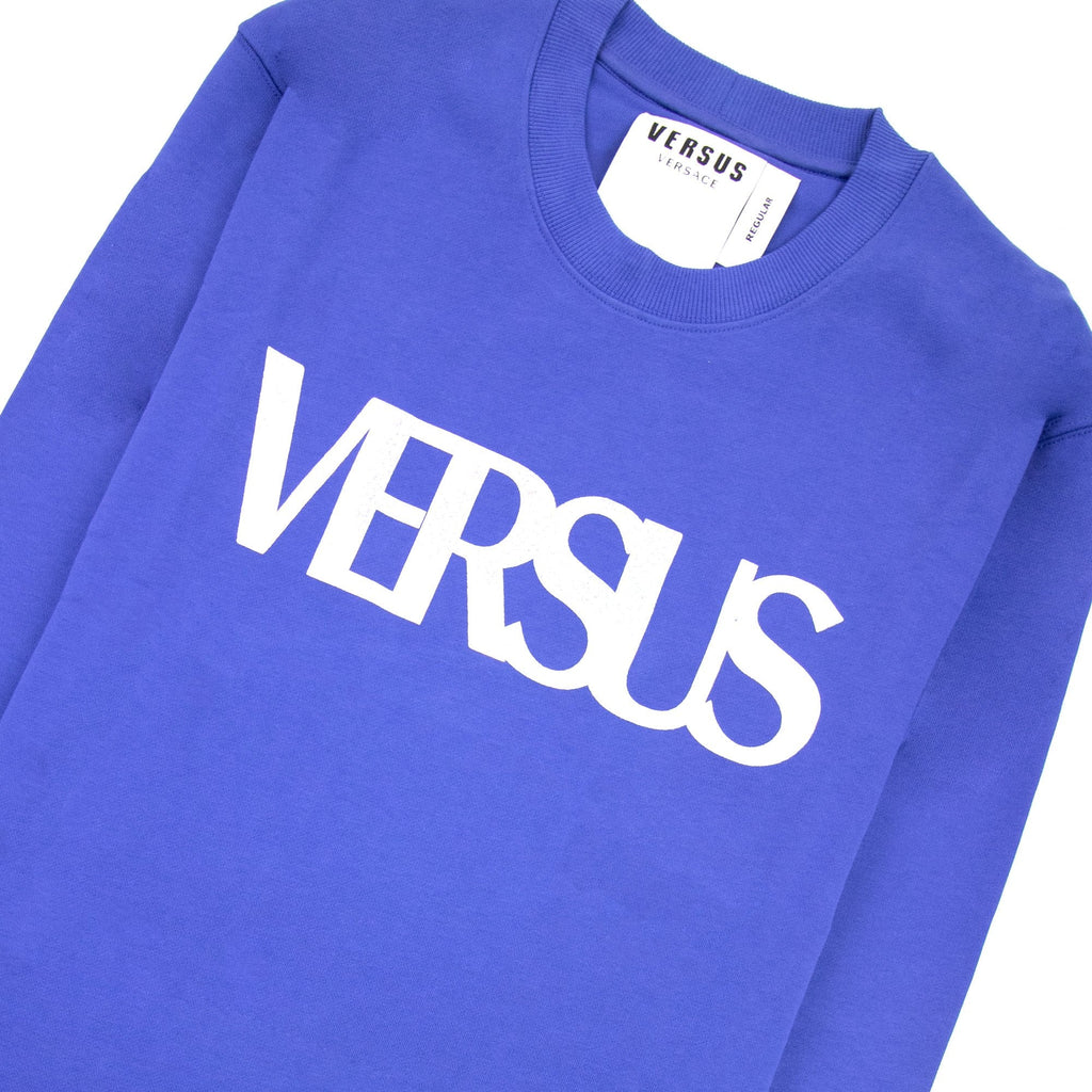 Versace Versus Logo Printed Crew Neck Sweatshirt Royal Blue