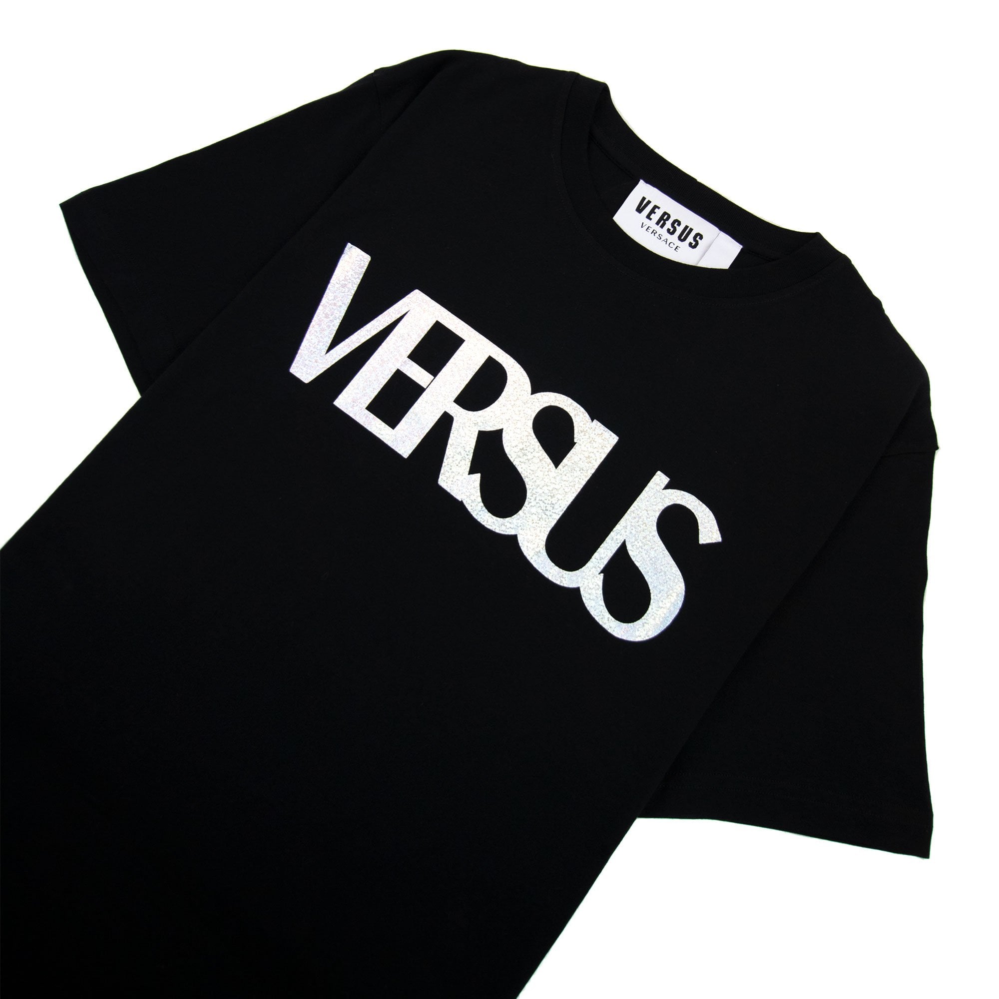 Versace Versus Logo Printed T Shirt Black