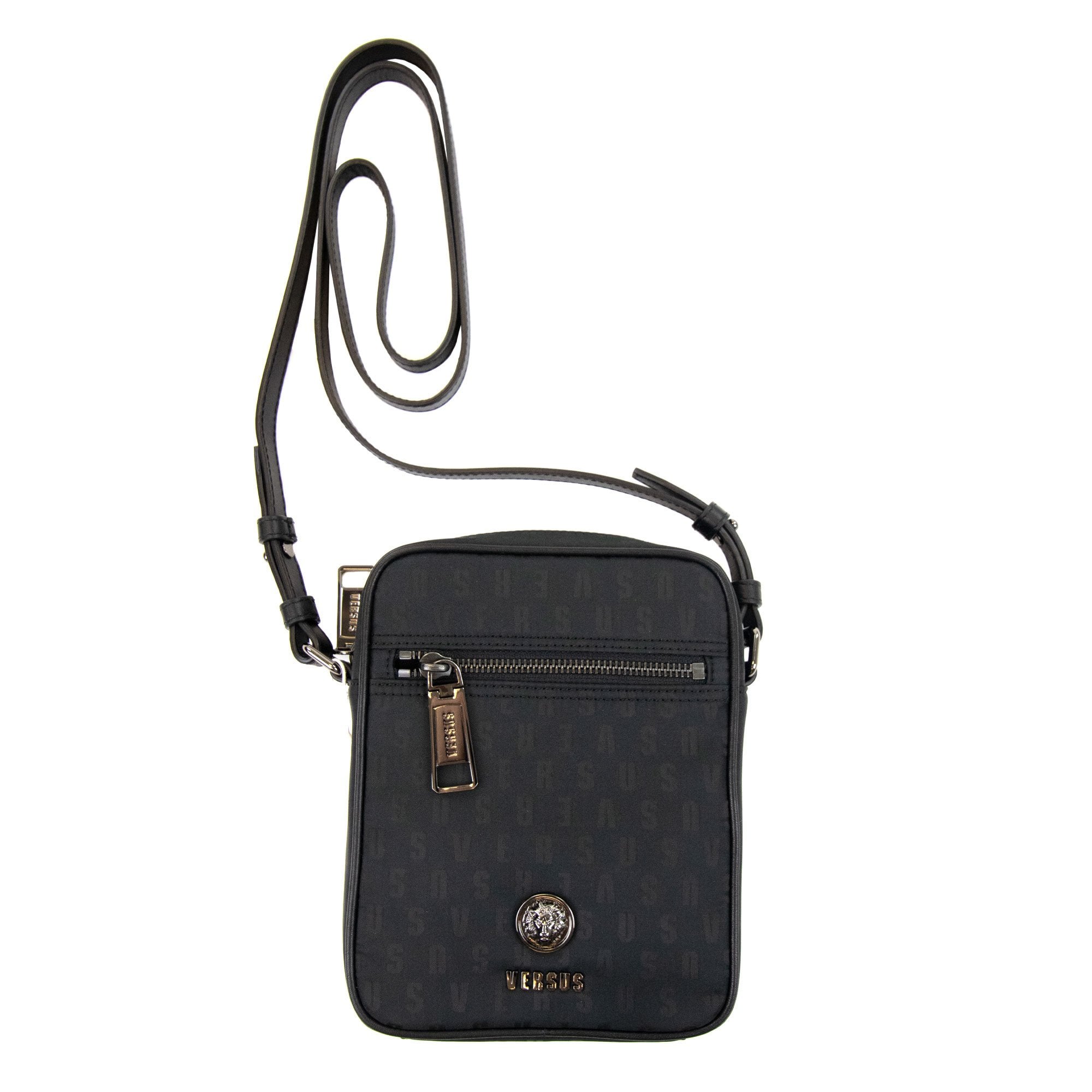 Versace Versus Nylon Jacquard Messenger Bag Black