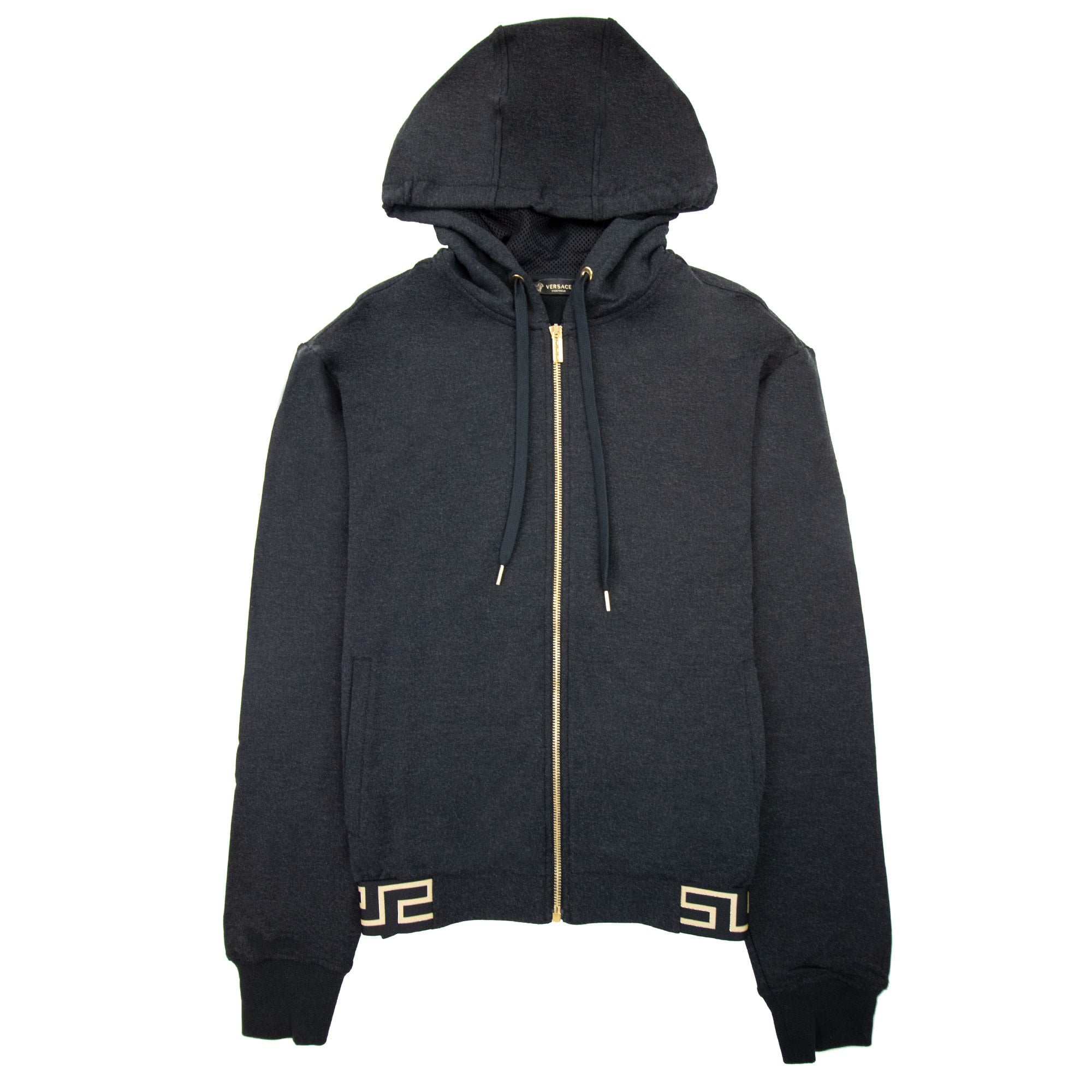 Versace Waist Band Zip Hoody Dark Grey