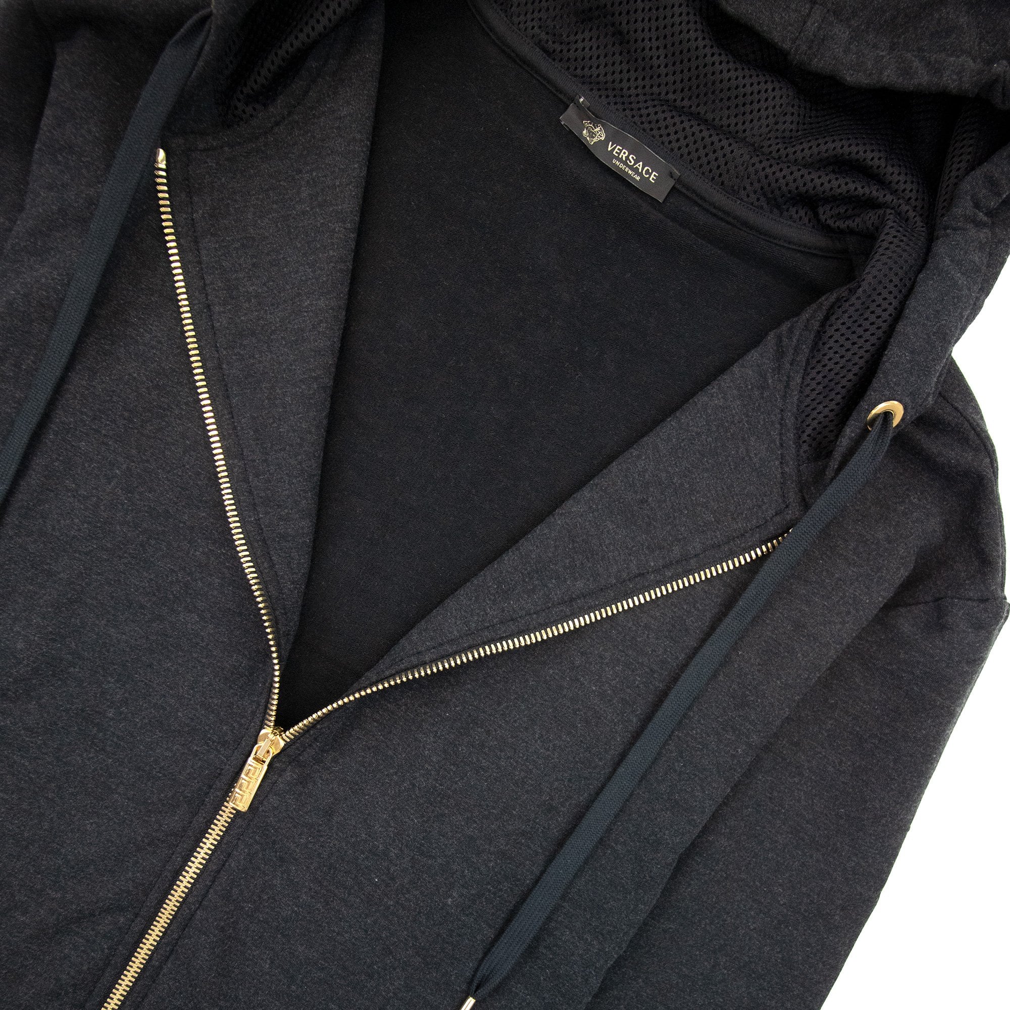 Versace Waist Band Zip Hoody Dark Grey