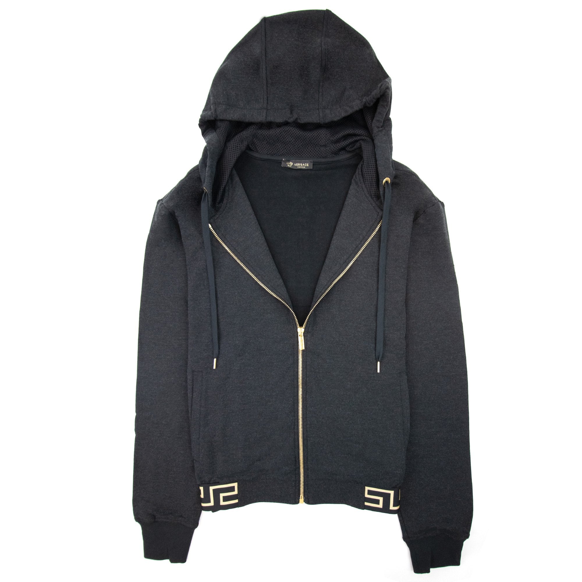 Versace Waist Band Zip Hoody Dark Grey