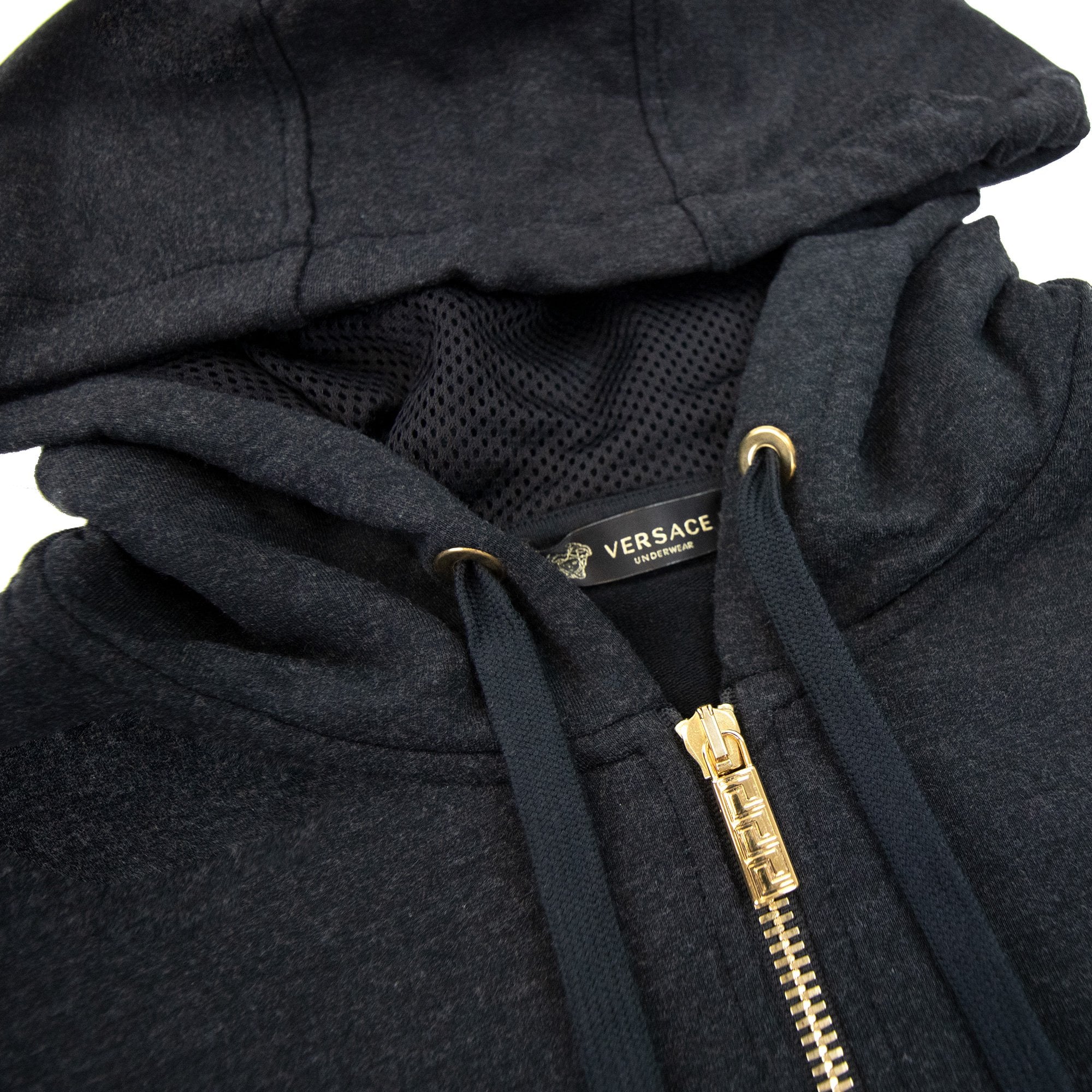 Versace Waist Band Zip Hoody Dark Grey