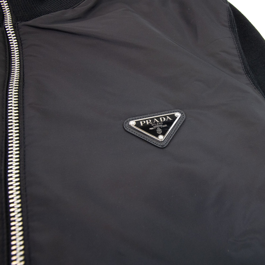 Prada Nylon + Wool Zip Cardigan Black