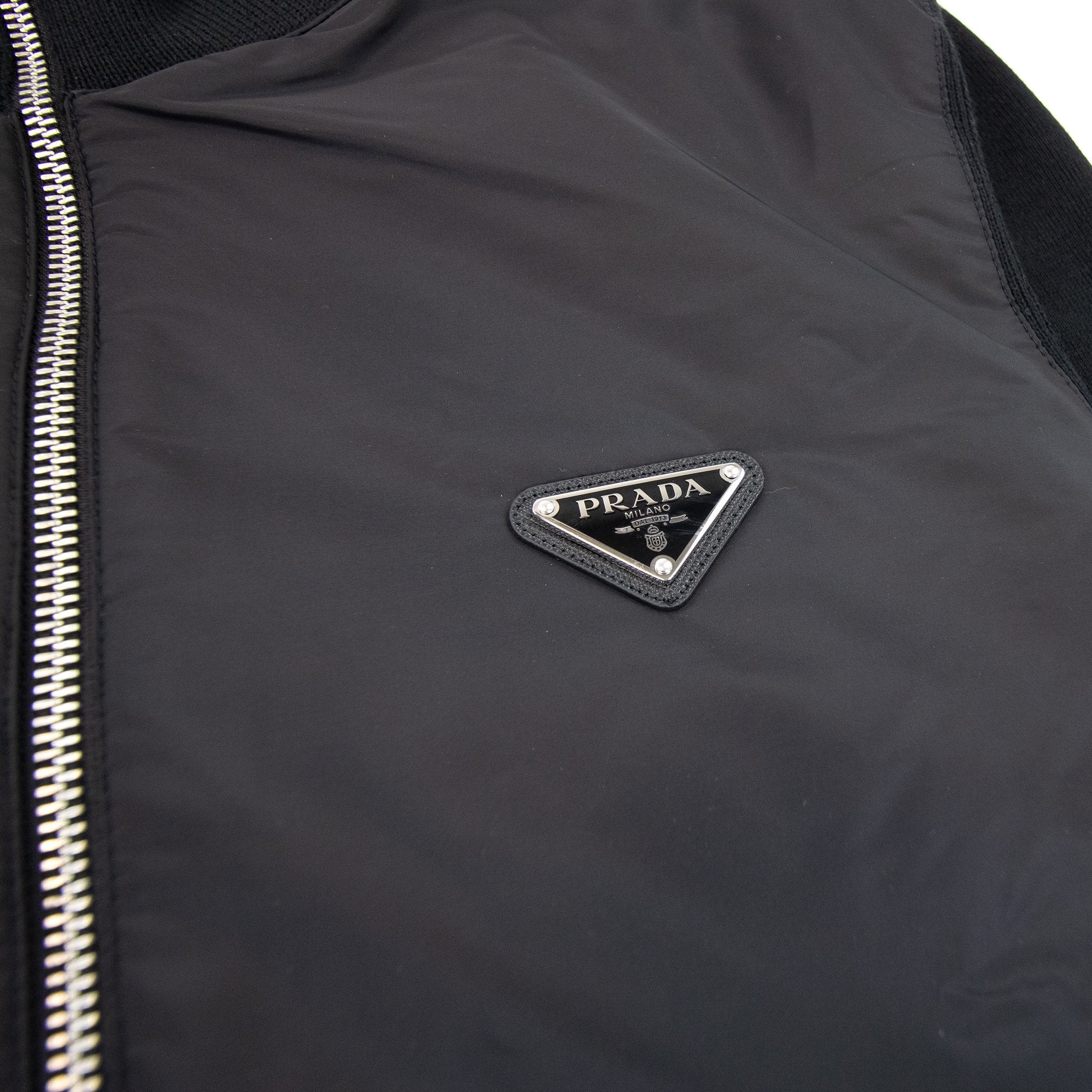 Prada Nylon + Wool Zip Cardigan Black
