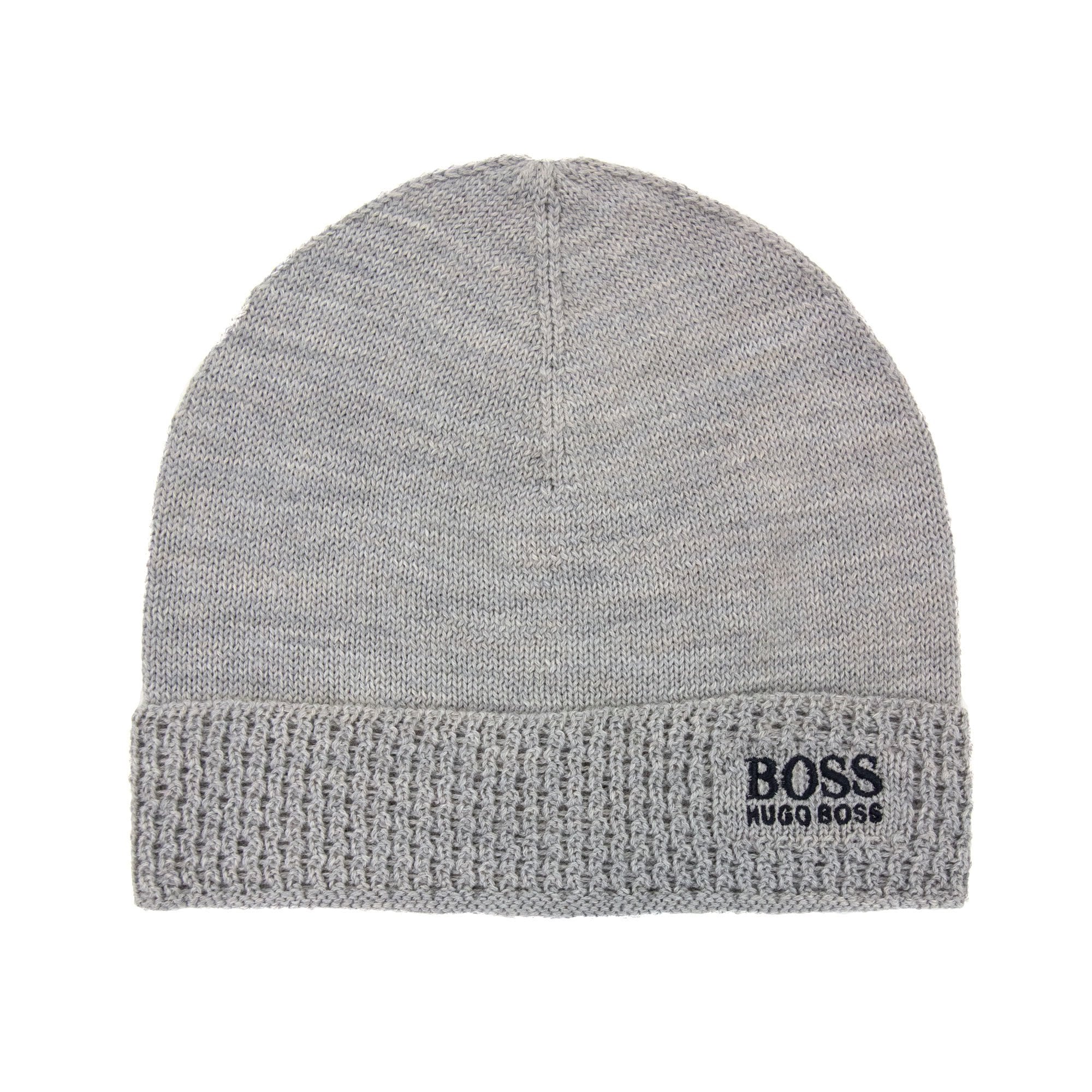 Hugo Boss Embroidered Logo Knitted Beanie Grey 059