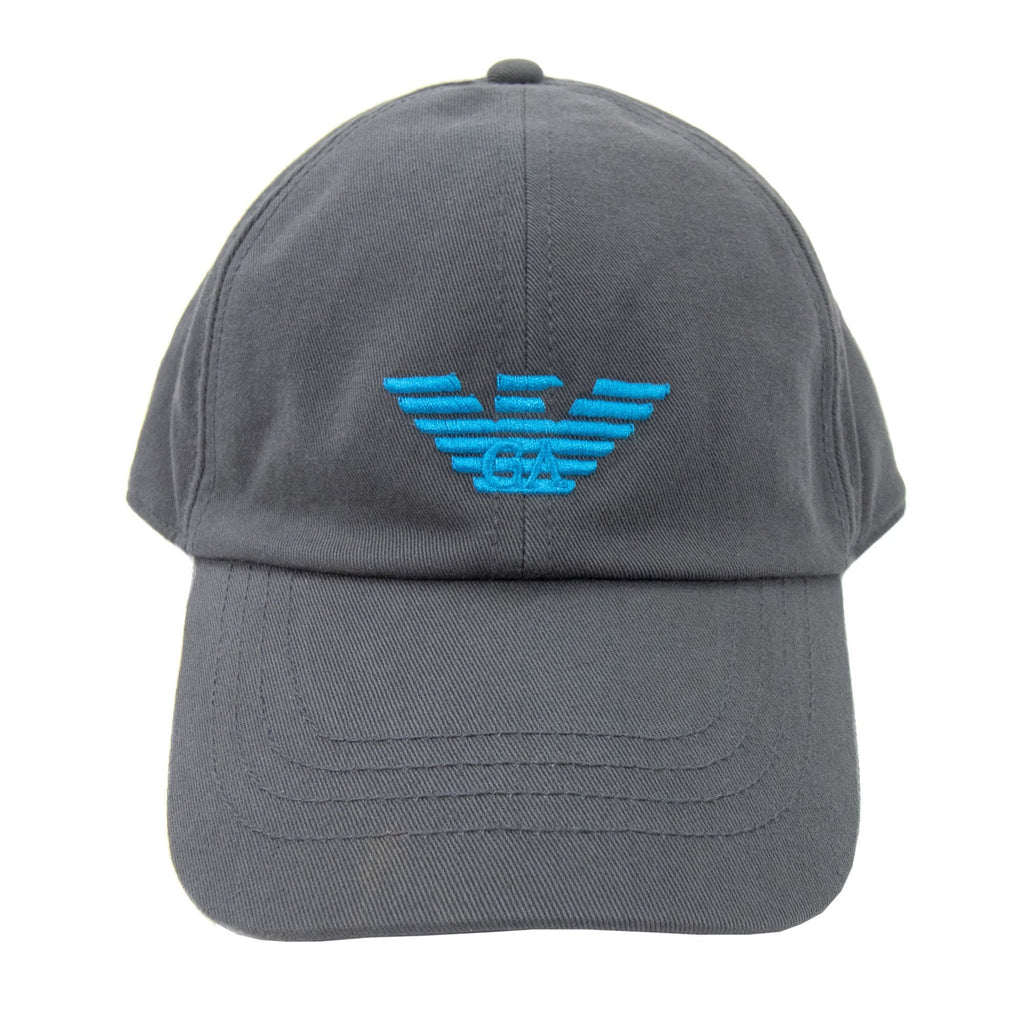 Armani Junior Embroidered Eagle Logo Cap Grey/blue