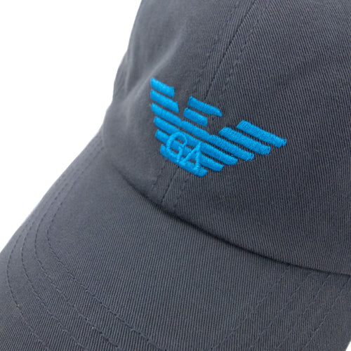 Armani Junior Embroidered Eagle Logo Cap Grey/blue