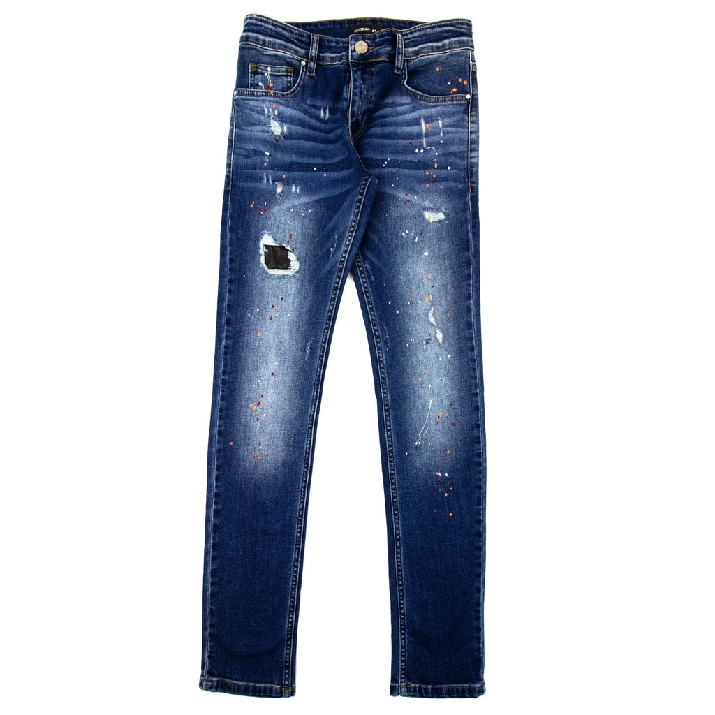 Hookat Pablo Paint Splashes Jeans Denim Blue