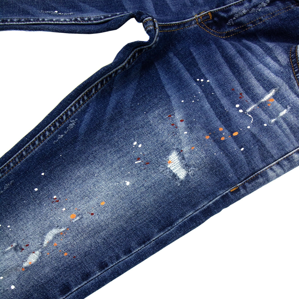 Hookat Pablo Paint Splashes Jeans Denim Blue