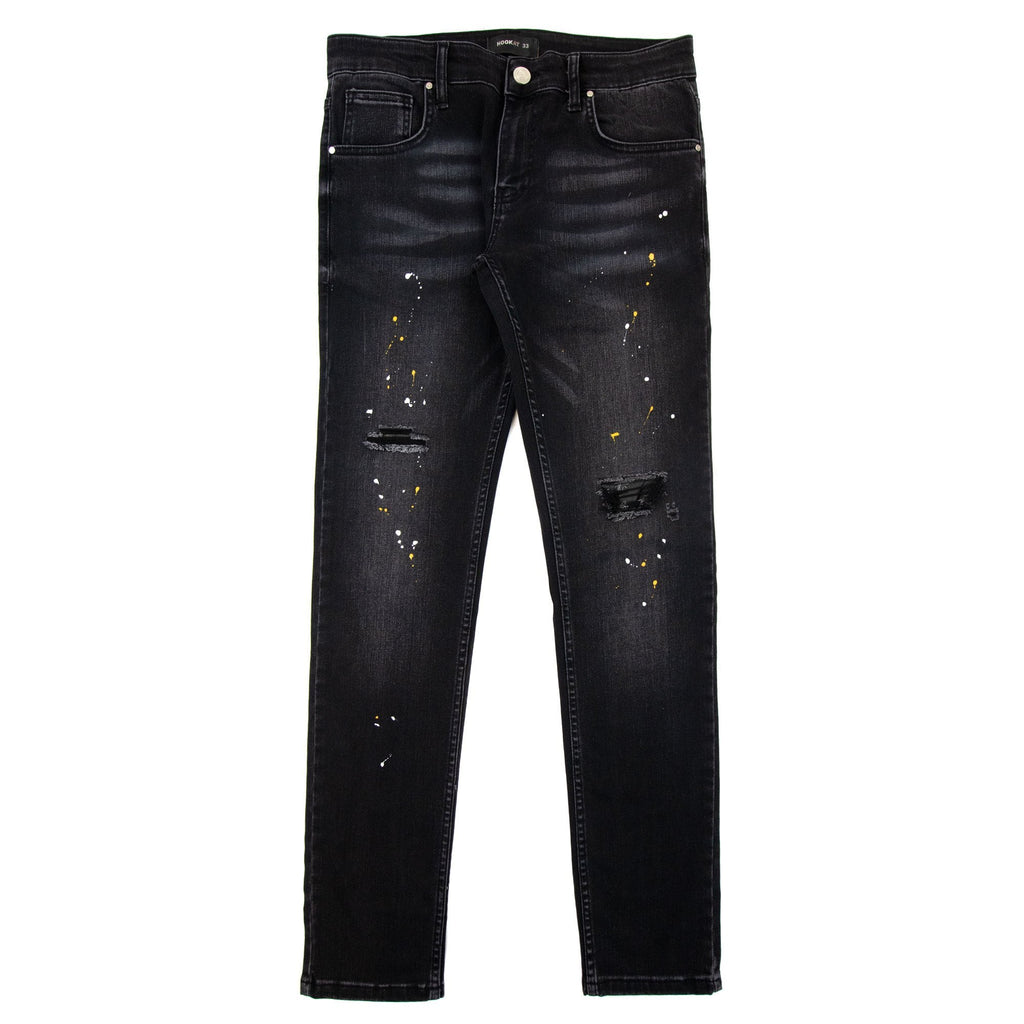 Hookat Teta Paint Splashes Distressed Jeans Black