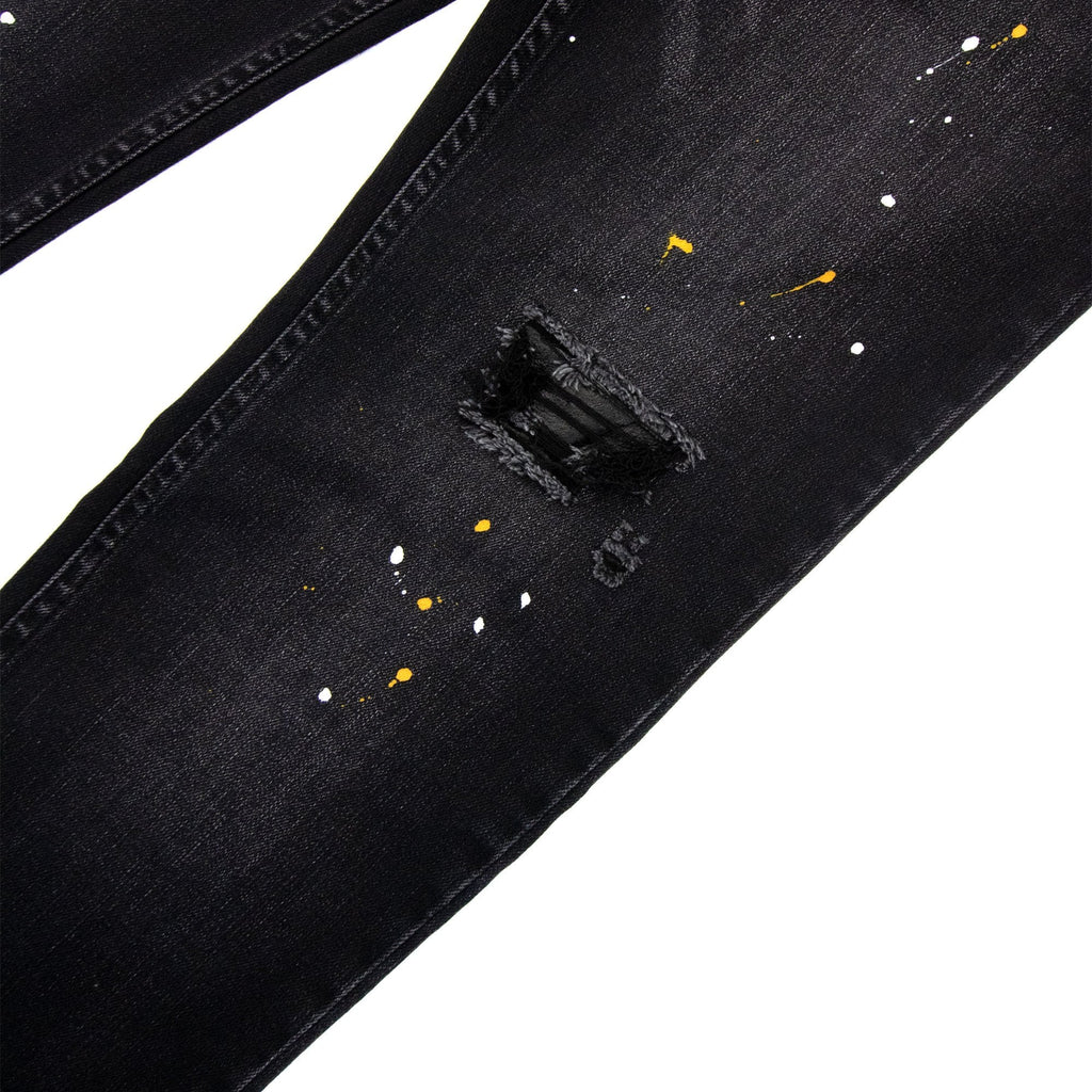 Hookat Teta Paint Splashes Distressed Jeans Black