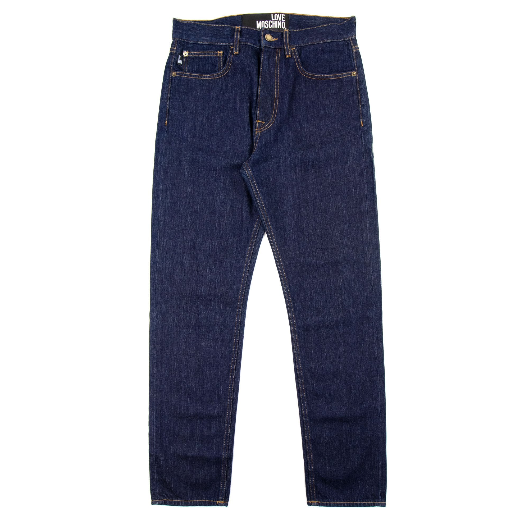 Love Moschino Peace Gold Logo Jeans Denim Blue