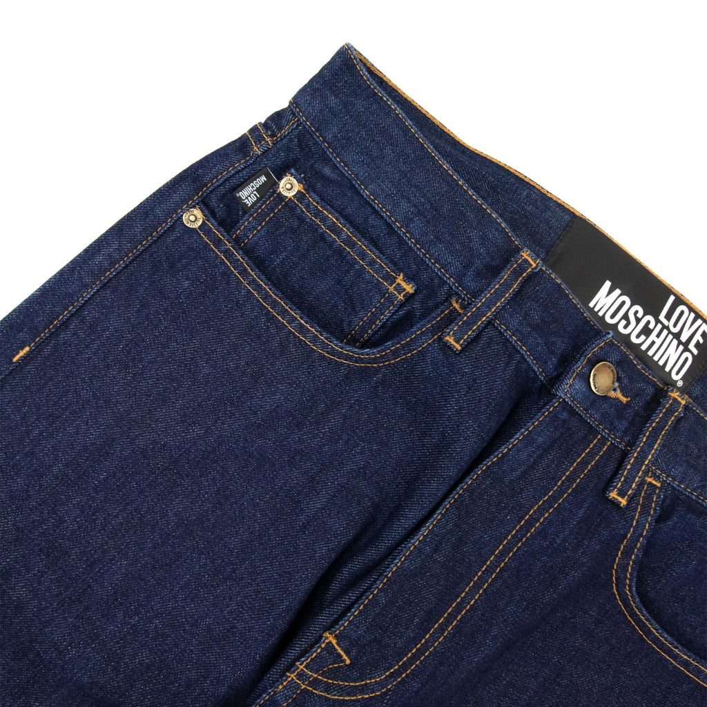 Love Moschino Peace Gold Logo Jeans Denim Blue