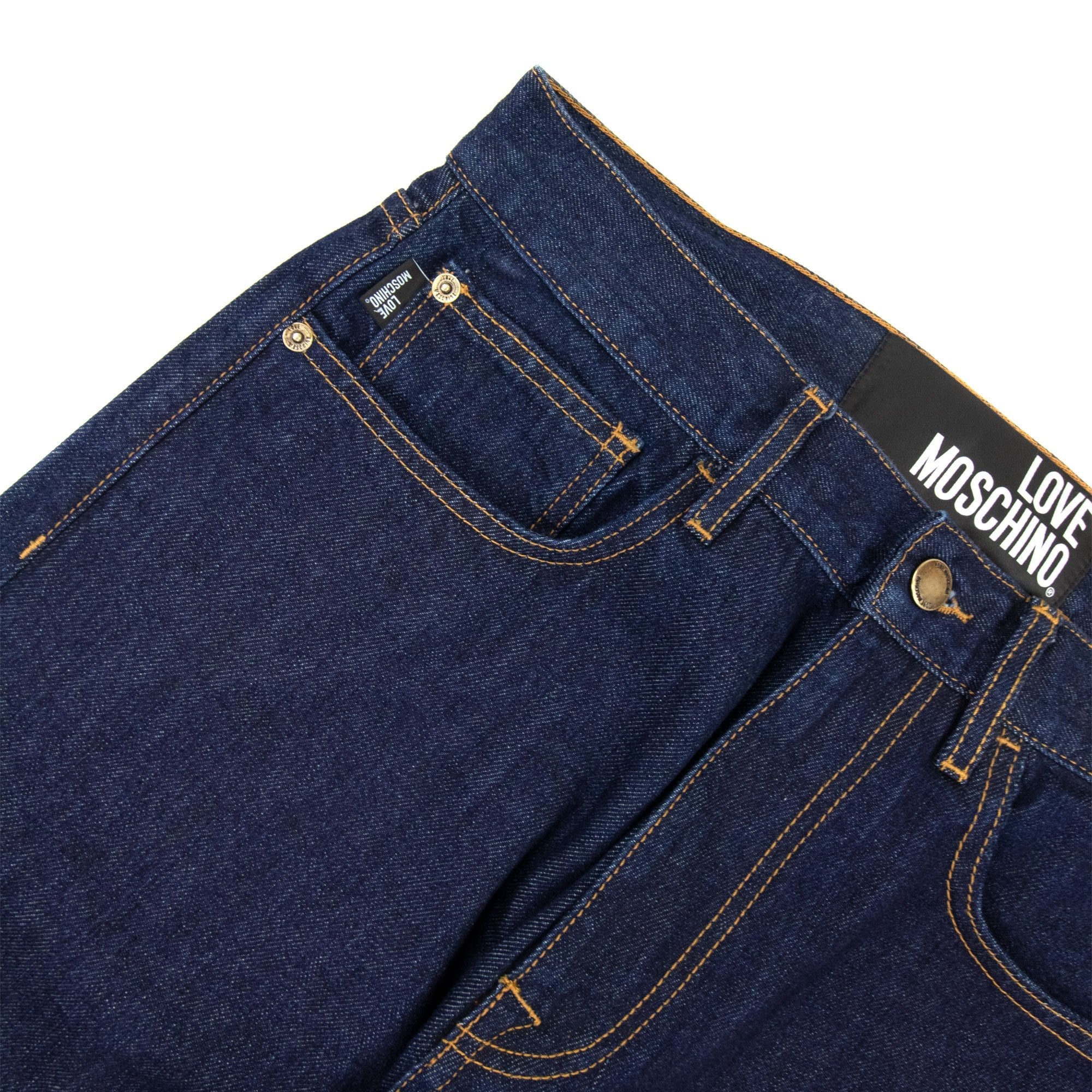 Love Moschino Peace Gold Logo Jeans Denim Blue