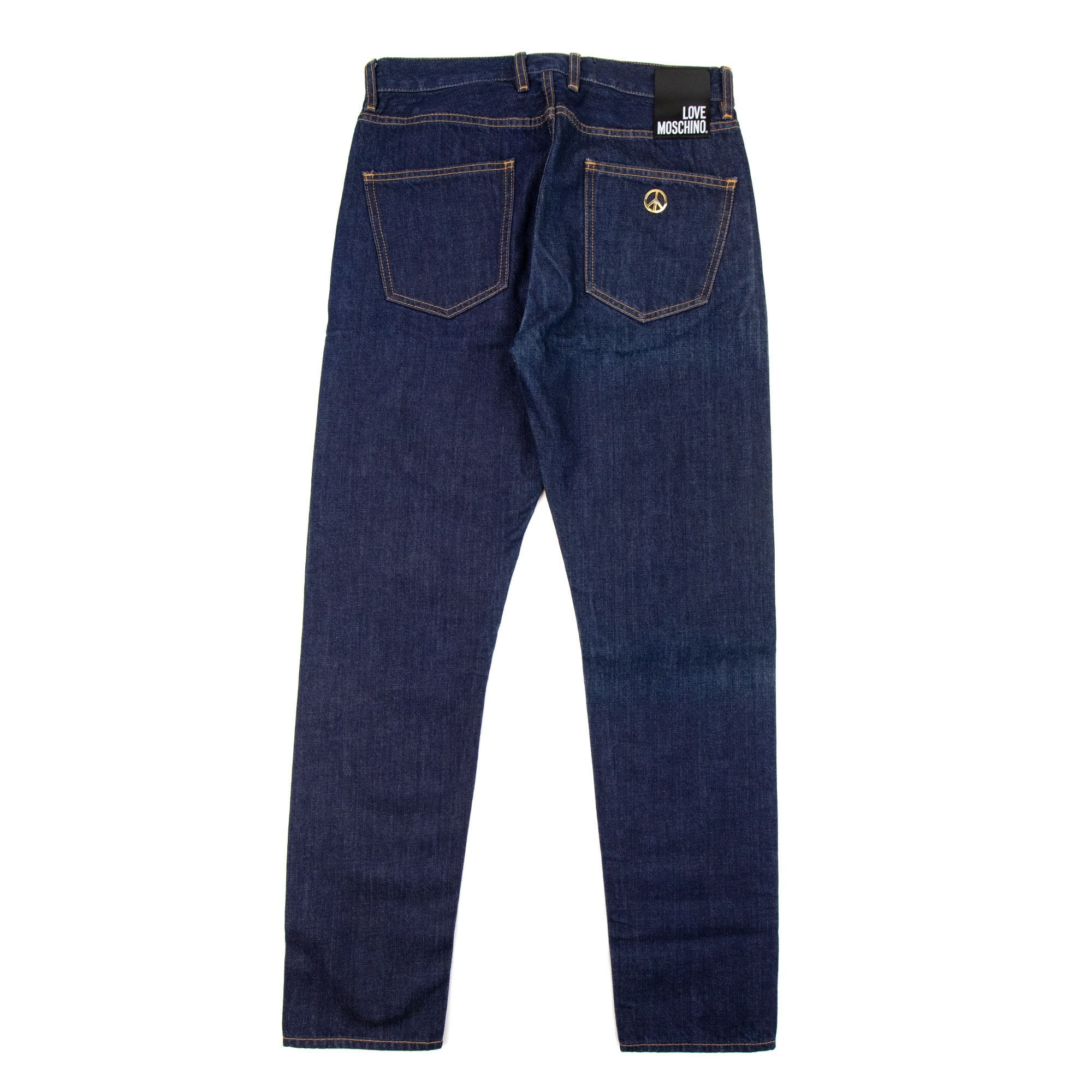 Love Moschino Peace Gold Logo Jeans Denim Blue