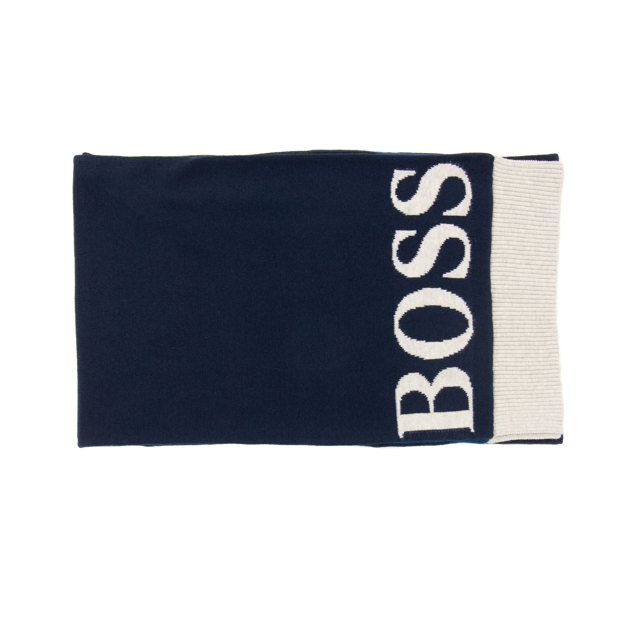 Hugo Boss Kids Logo Stretchable Scarf Navy Grey