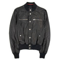Gucci Iconic Inner Web Leather Bomber Jacket Black