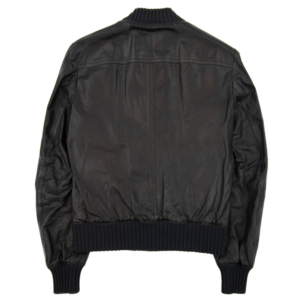 Gucci Iconic Inner Web Leather Bomber Jacket Black