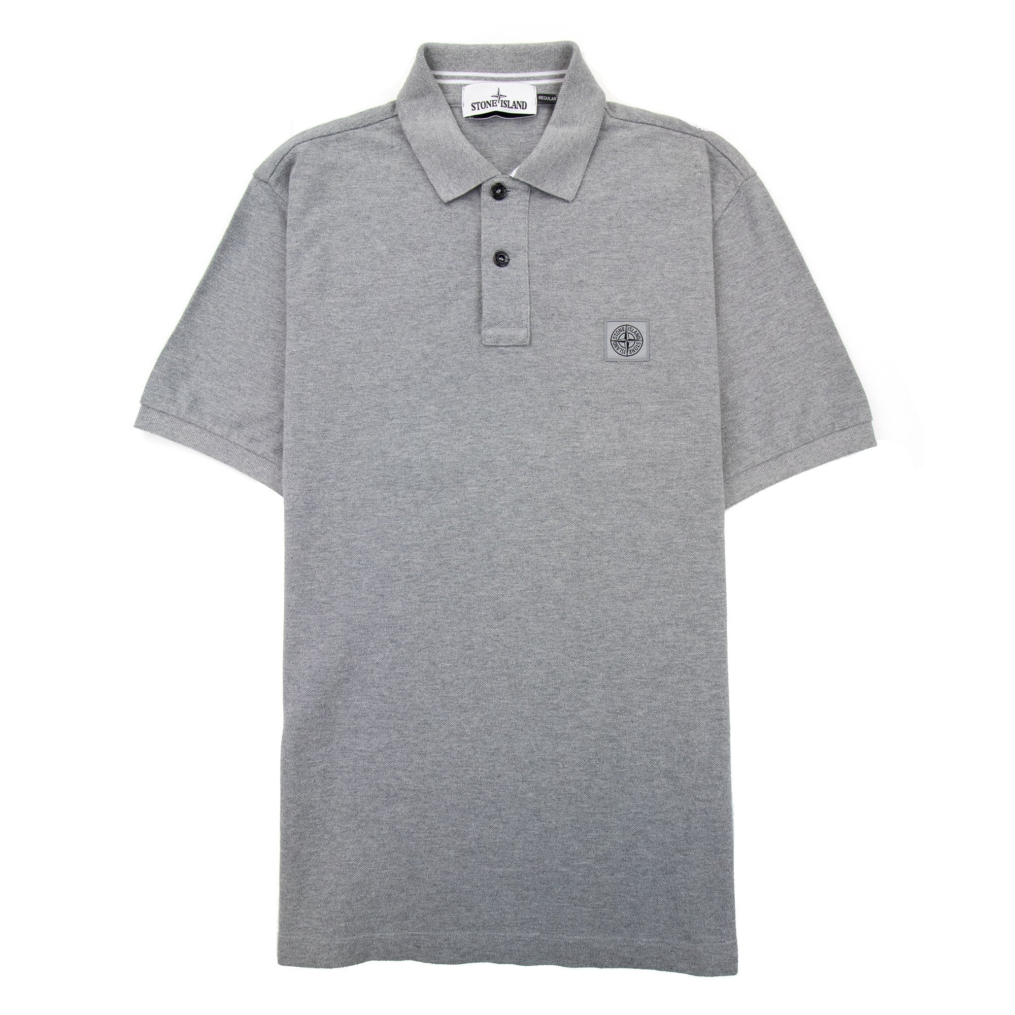 Stone Island Patch Logo Reg Fit Polo Grey V1064