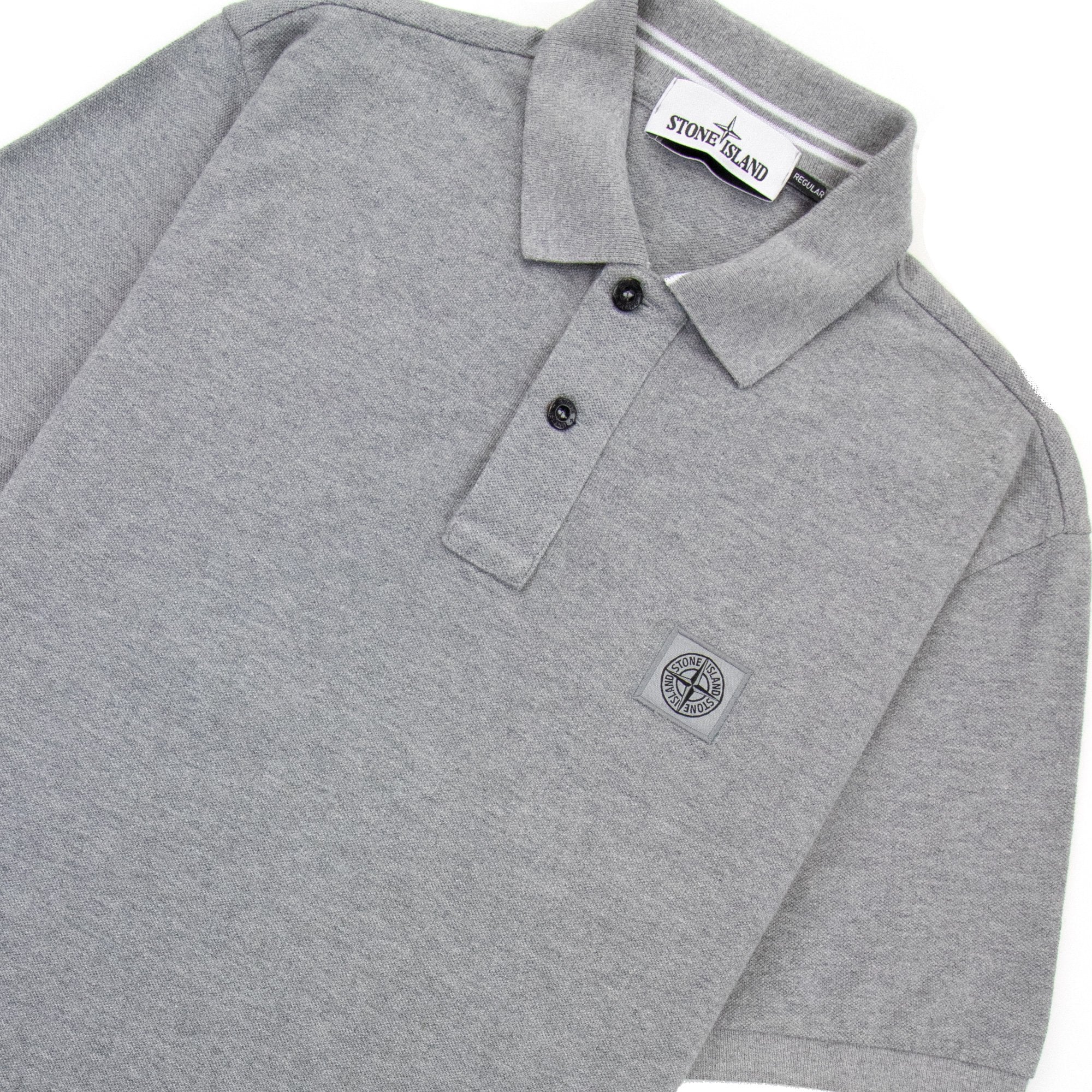 Stone Island Patch Logo Reg Fit Polo Grey V1064