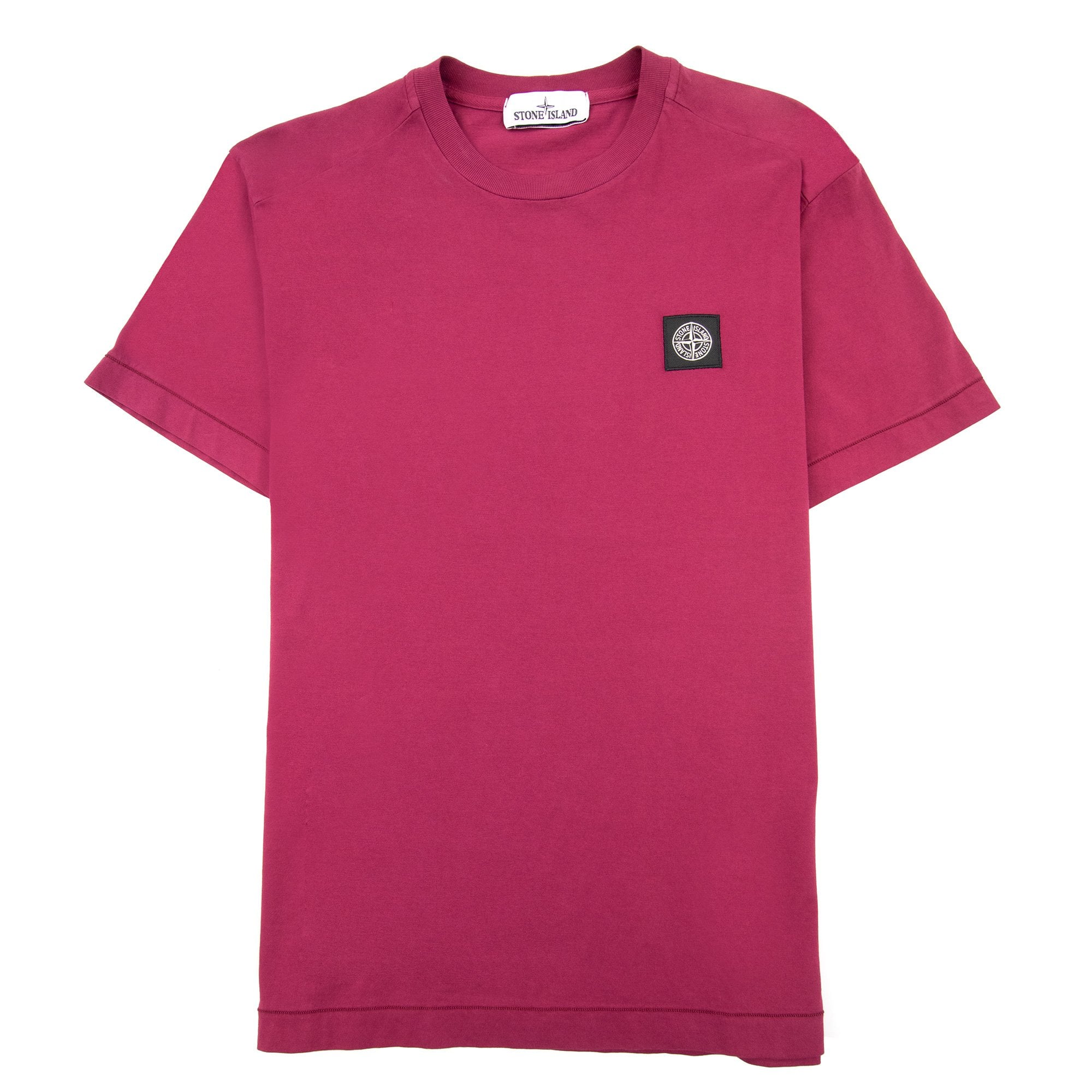 Stone Island Patch Logo Crew Neck Tshirt Burgundy